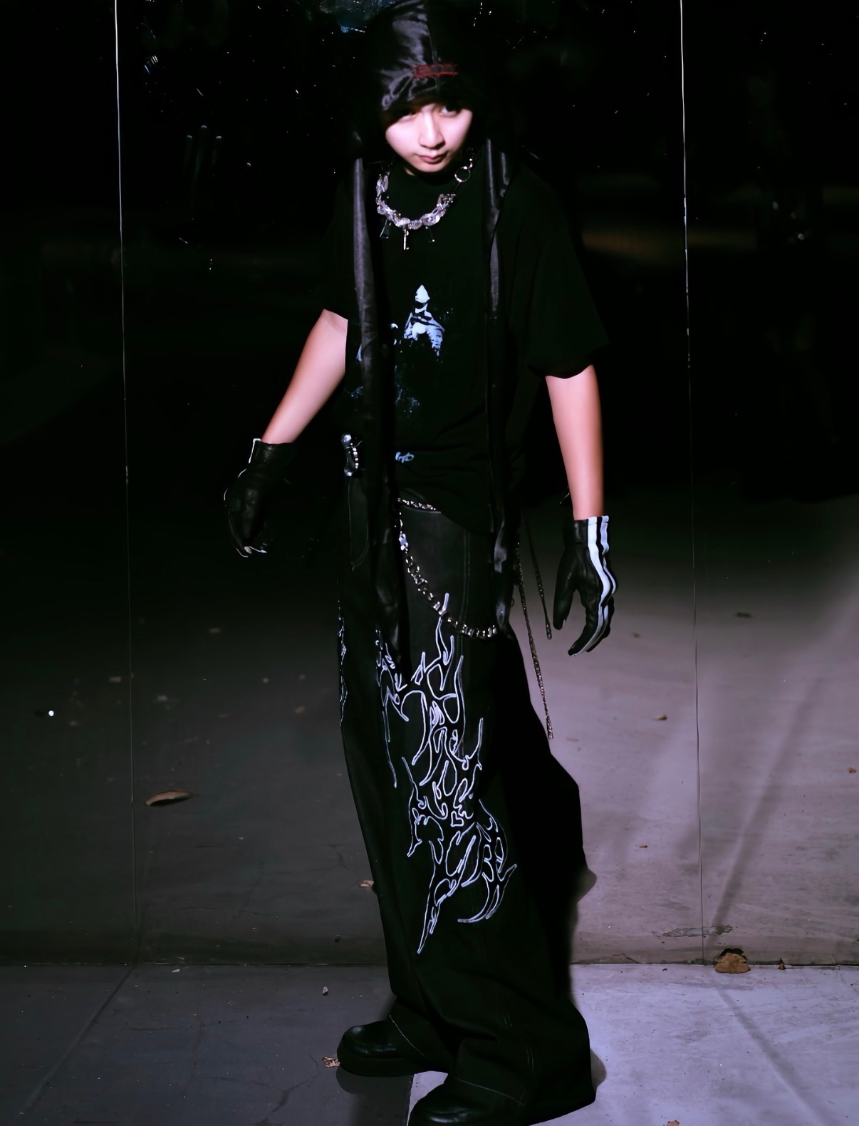 龐克暗黑火焰牛仔褲