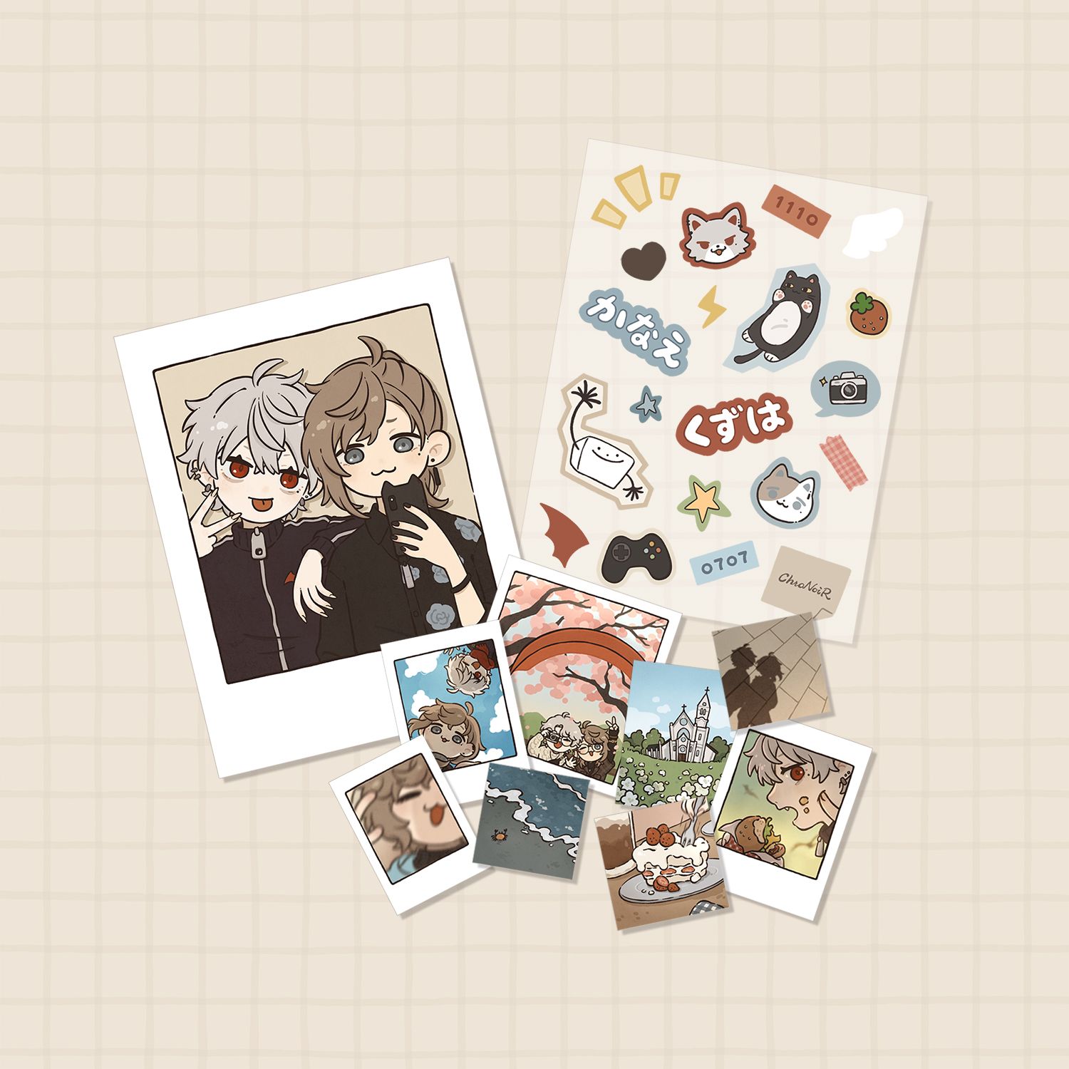 【二創｜彩虹社】 ChroNoiR🖤 叶 ＆ 葛葉 小卡貼紙組