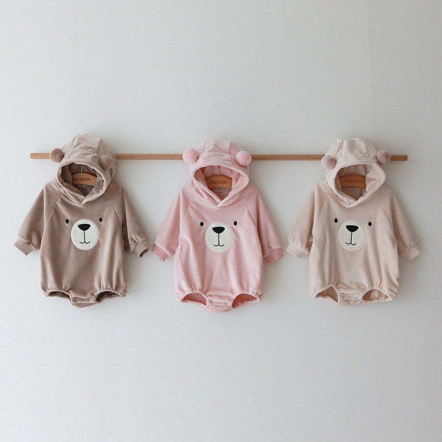 LEMONADE小熊刷毛包屁衣