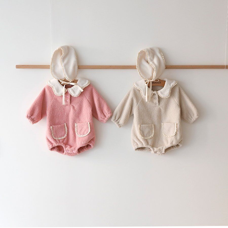 LEMONAD蕾絲抓絨包屁衣+髮帶