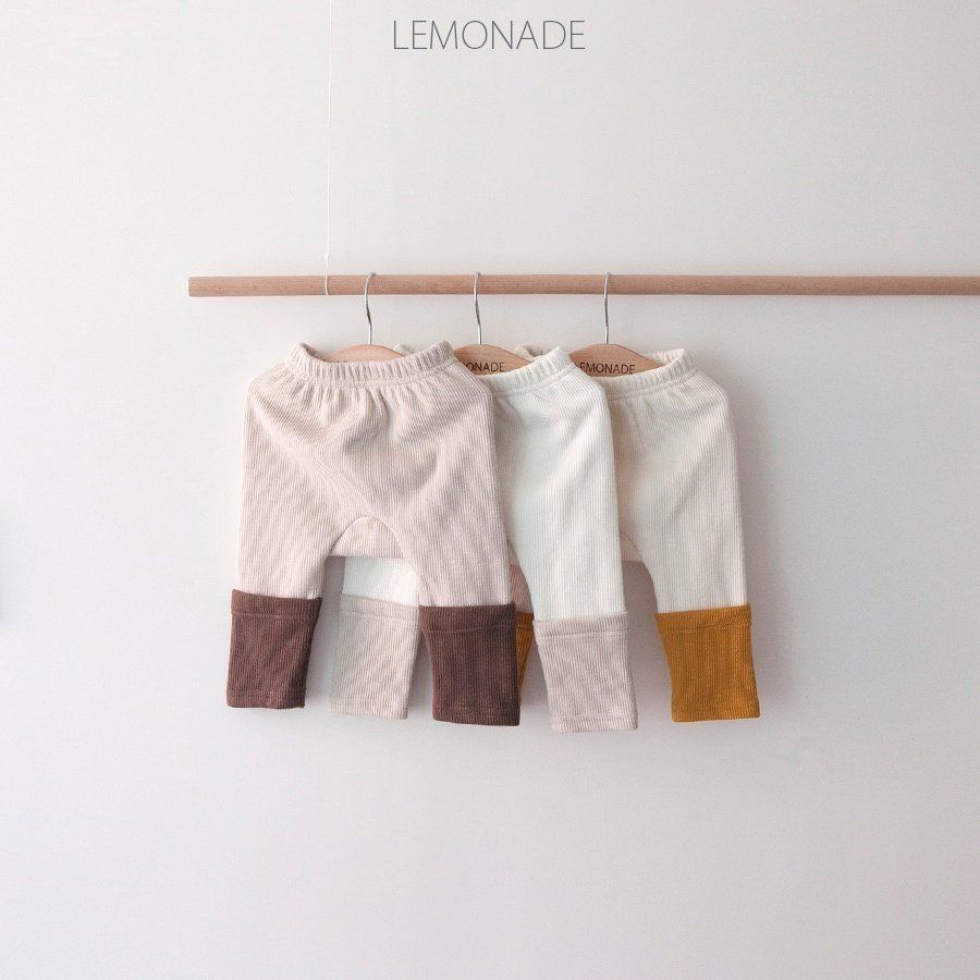 LEMONADE羅紋拚色刷毛內搭褲