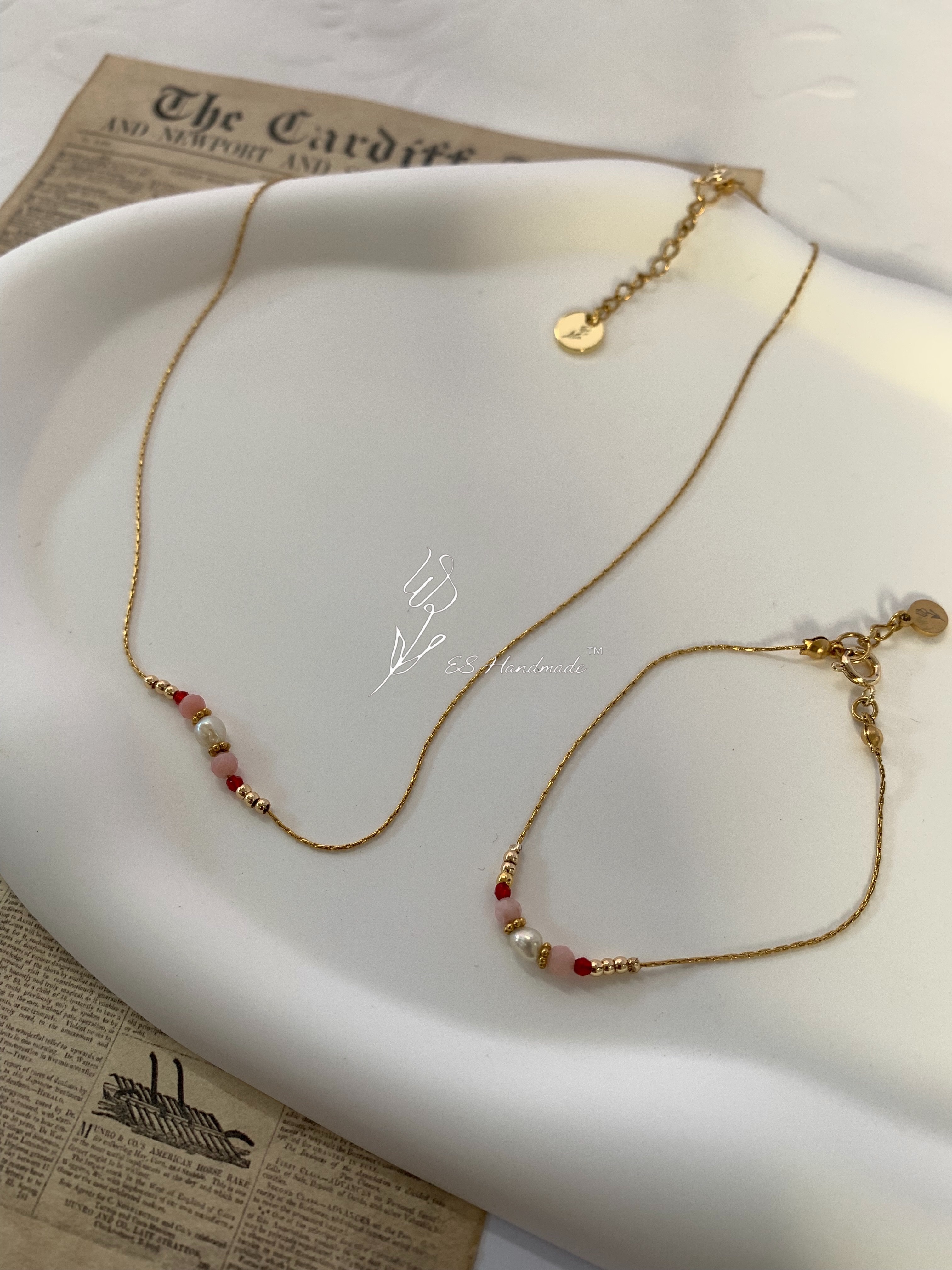 ES手作飾品｜《微醺玫瑰》手鍊/項鍊