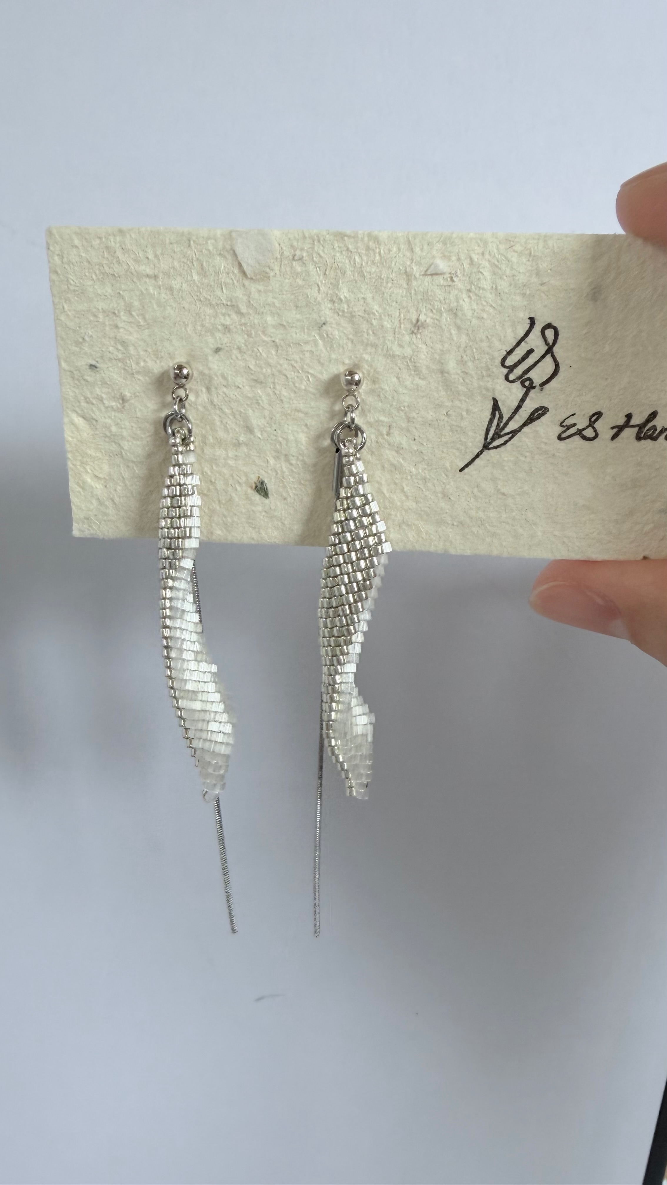 ES手作飾品｜《絹影｜冰川白》耳環