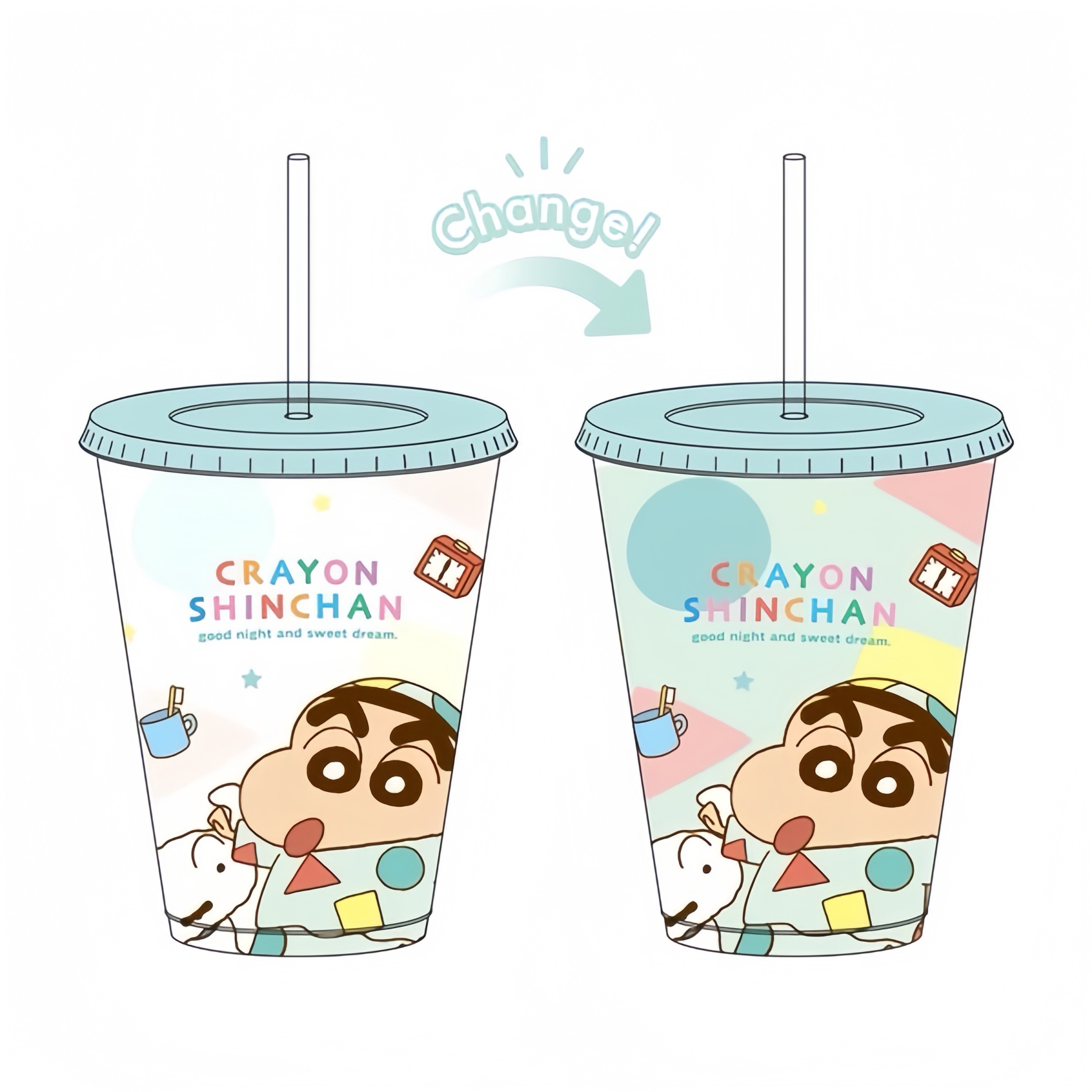 蠟筆小新吸管變色冷水杯
