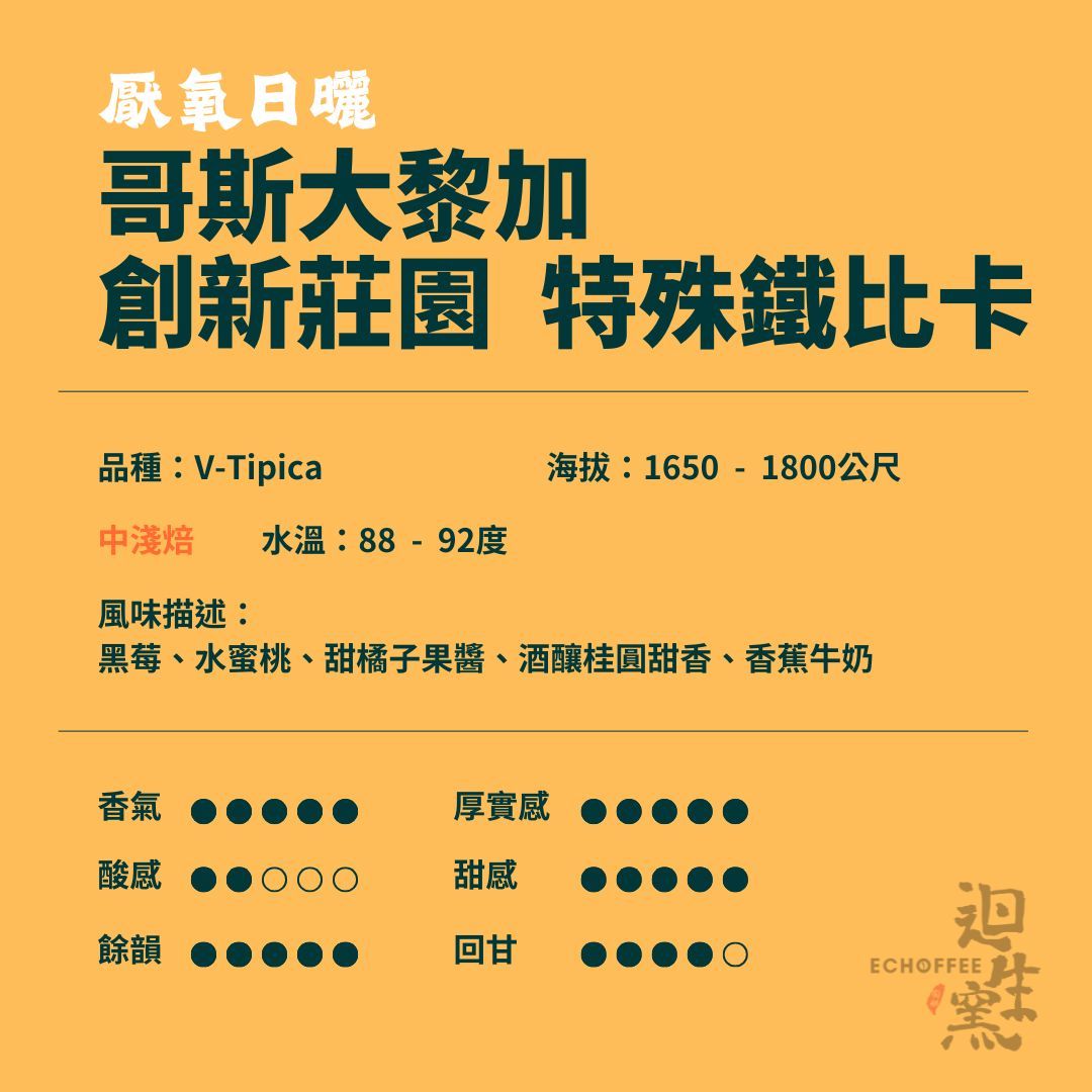 【職人陶烘】 哥斯大黎加 創新莊園 Tipica 厭氧日曬