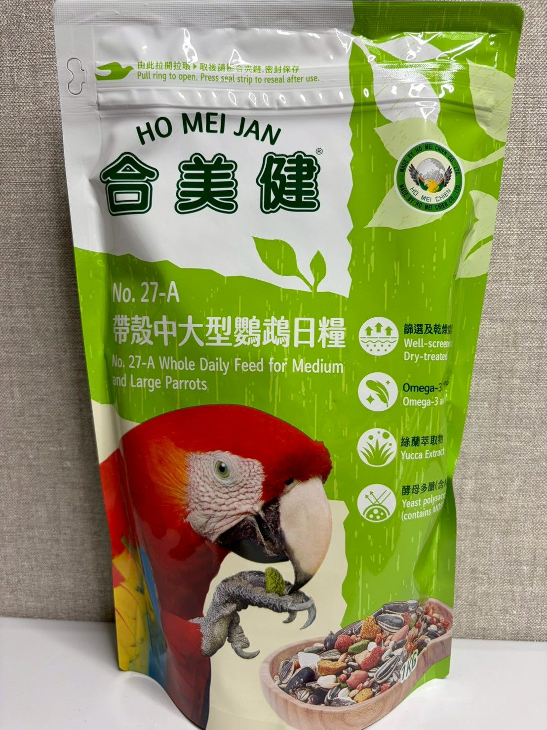 合美健No.27-A 帶殼中大型鸚鵡日糧-1kg/200g
