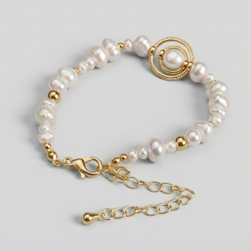 【Apsara】靈魂的脈動｜天然淡水珍珠手鍊 14K包金 串珠設計 氣質百搭