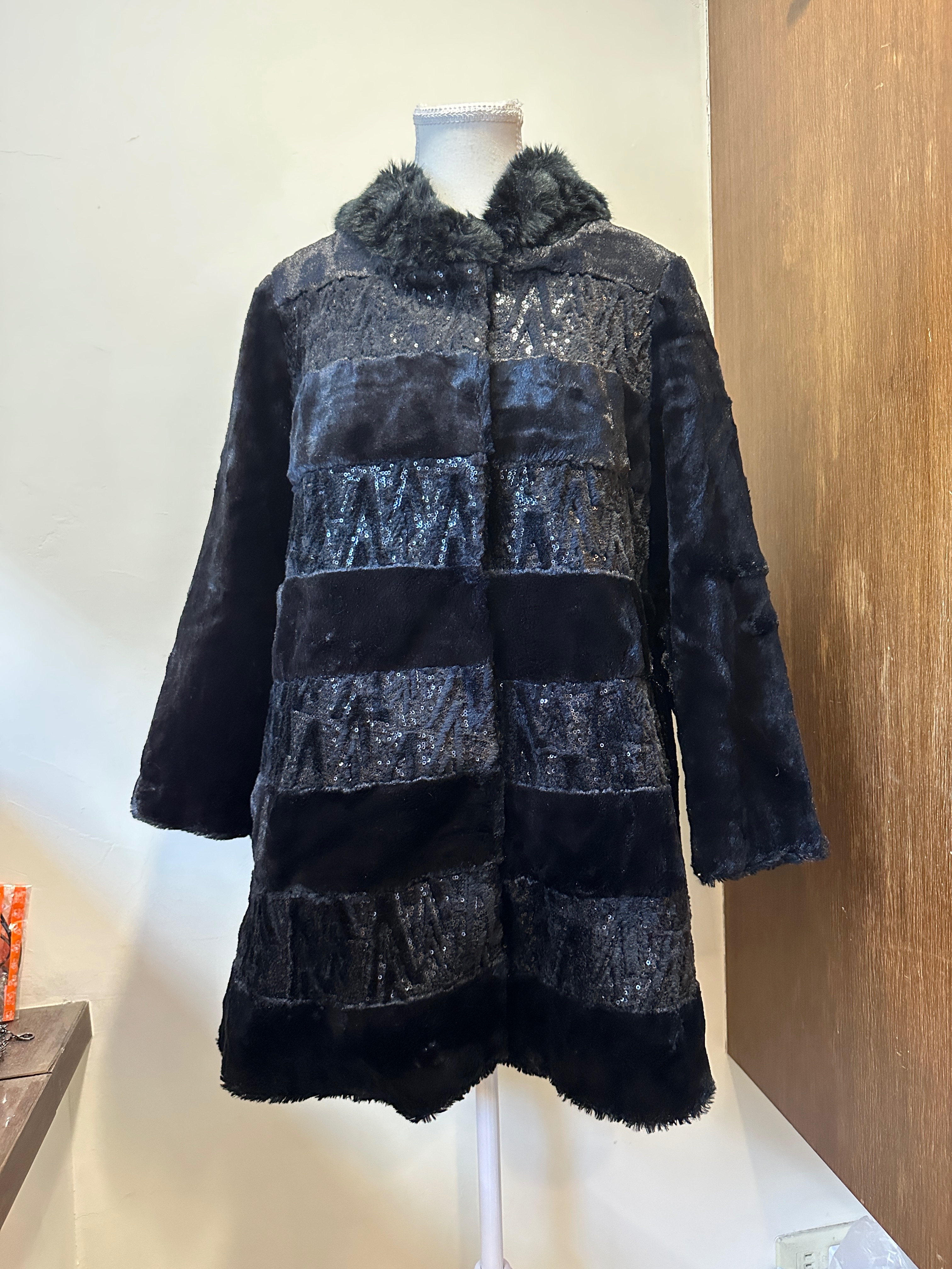 亮片毛毛大衣