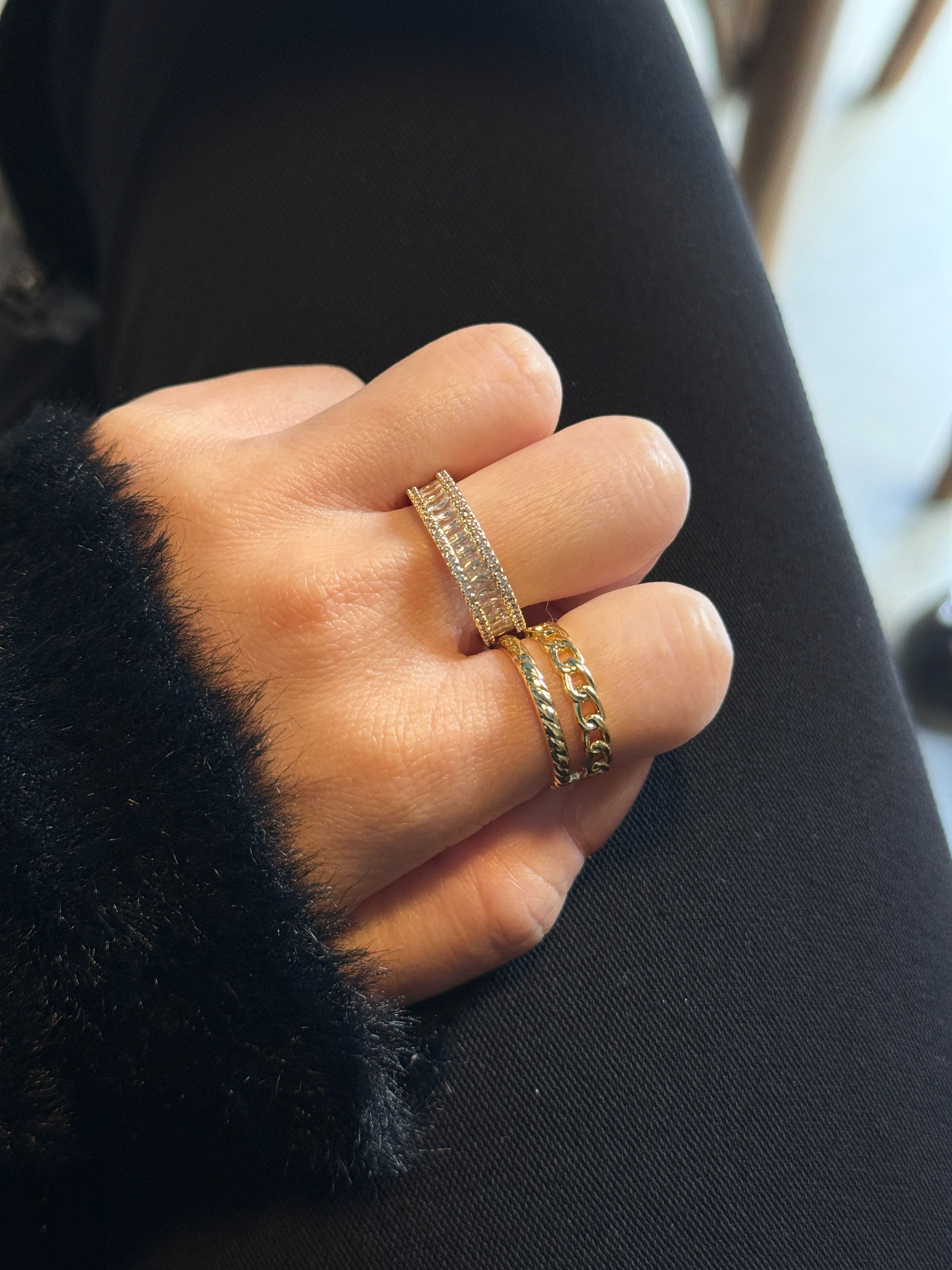 溫柔織紋・波浪編織交錯開口戒