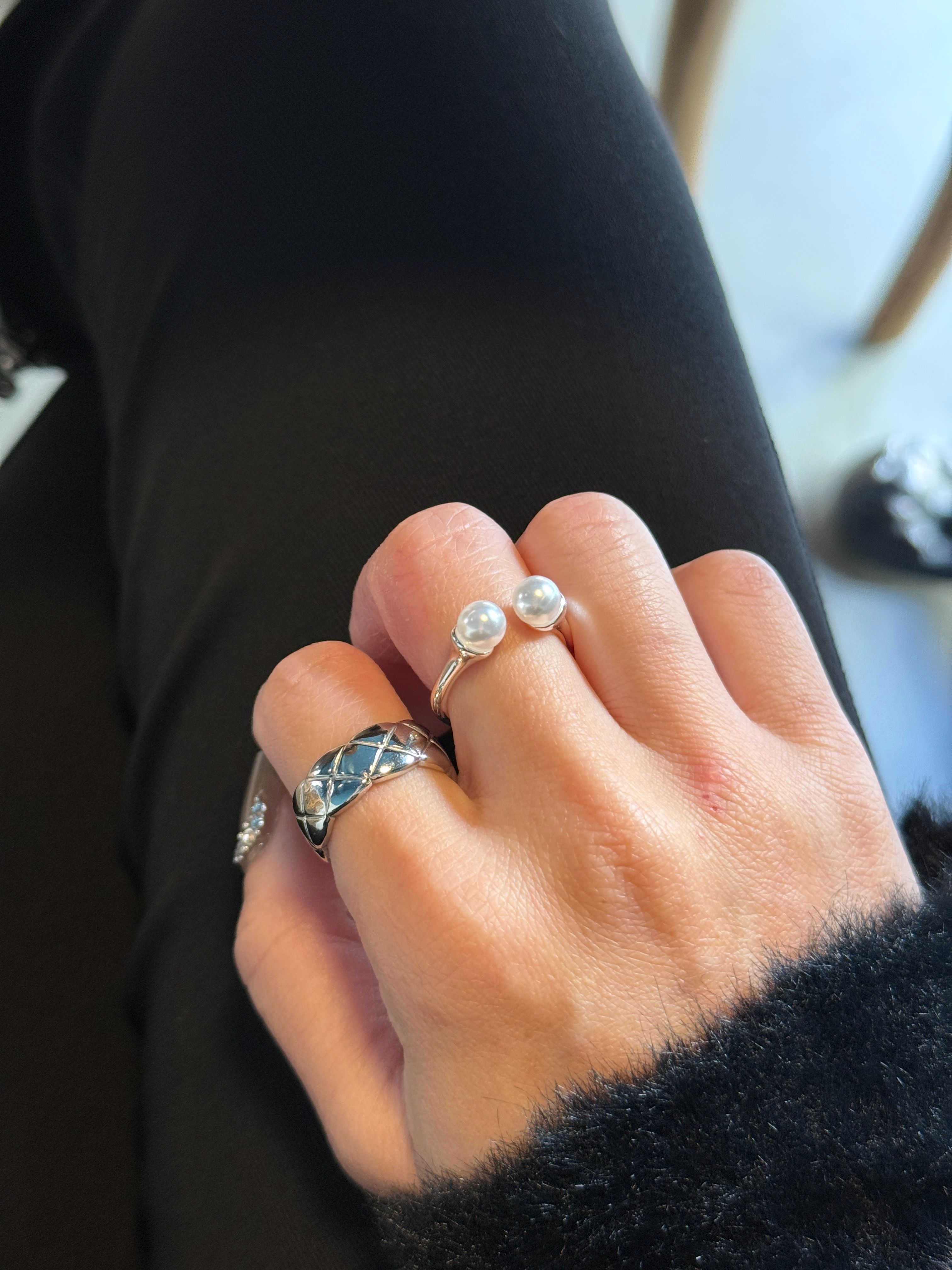 小香風格・菱格壓紋簡約開口戒