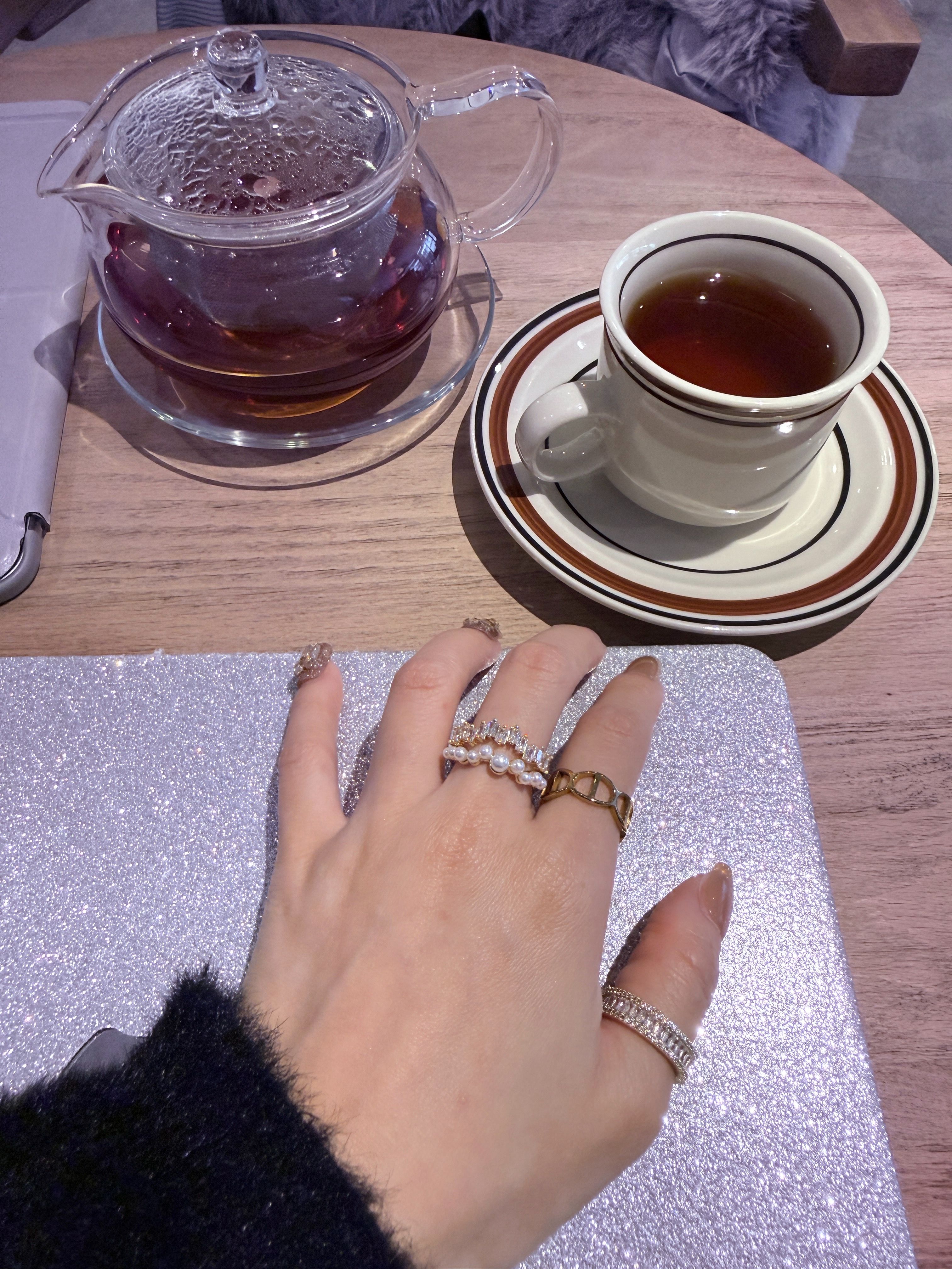 T方鑽珍珠疊帶戒（金）