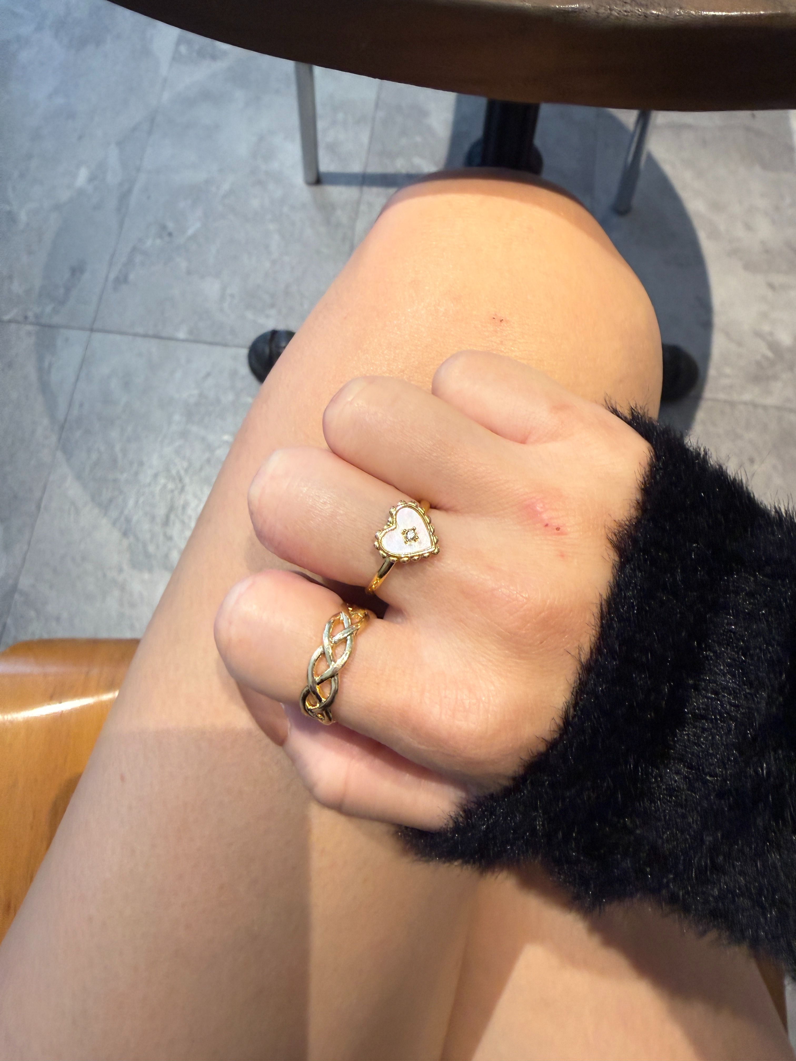 流線層次・交錯雙線質感開口戒