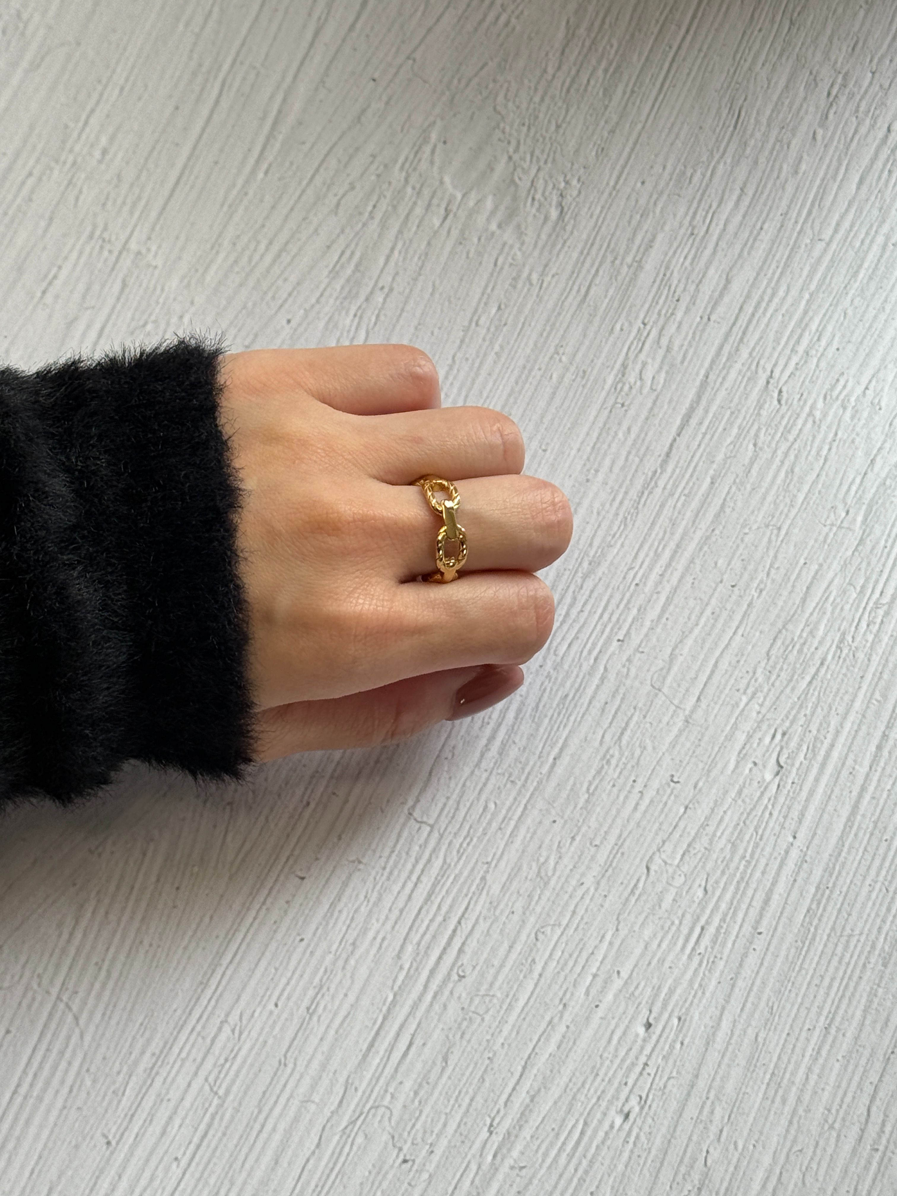 【現貨】粗鏈環・金屬鏈扣開口戒