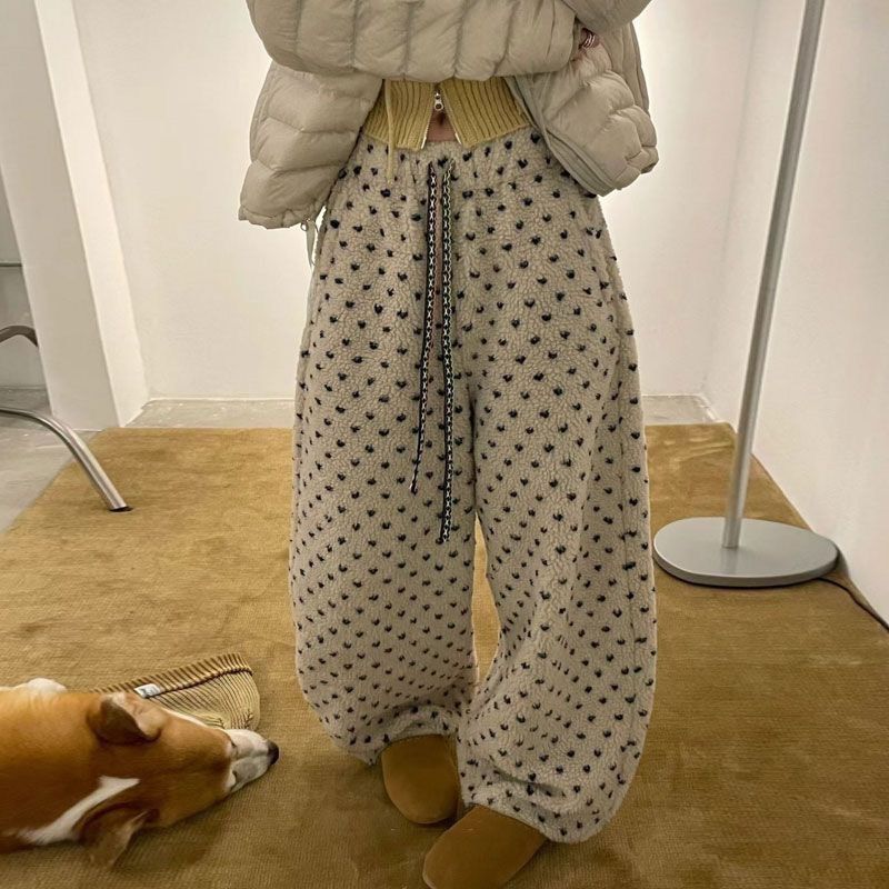 復古慵懶韓系抽繩顆粒絨褲褲୨୧ ̊。兩色