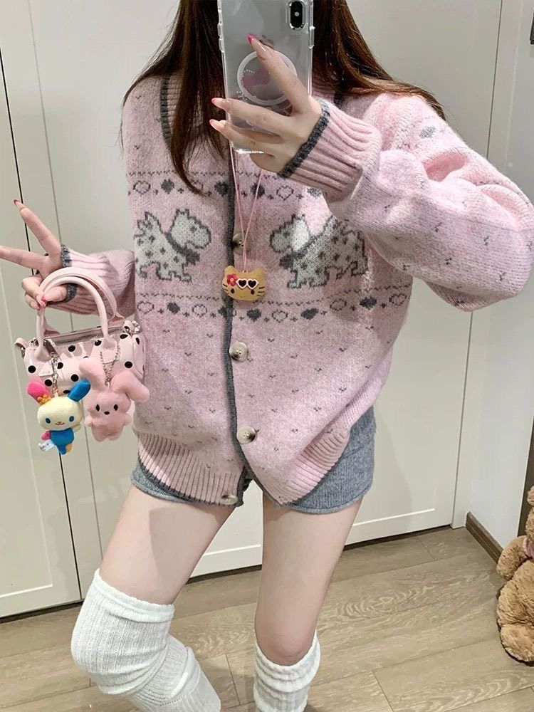 甜美費爾島小狗狗針織毛衣୨୧ ̊。兩色