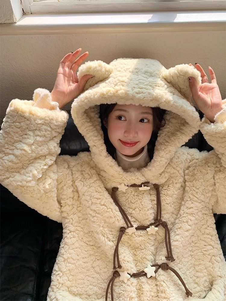 熊熊耳朵仿羊羔毛大衣୨୧ ̊秋冬必備
