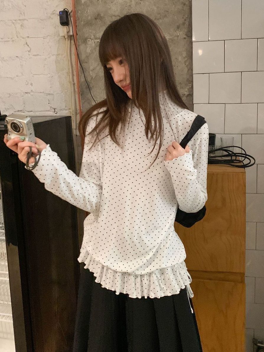 韓系波點小裙襬內搭長袖୨୧ ̊