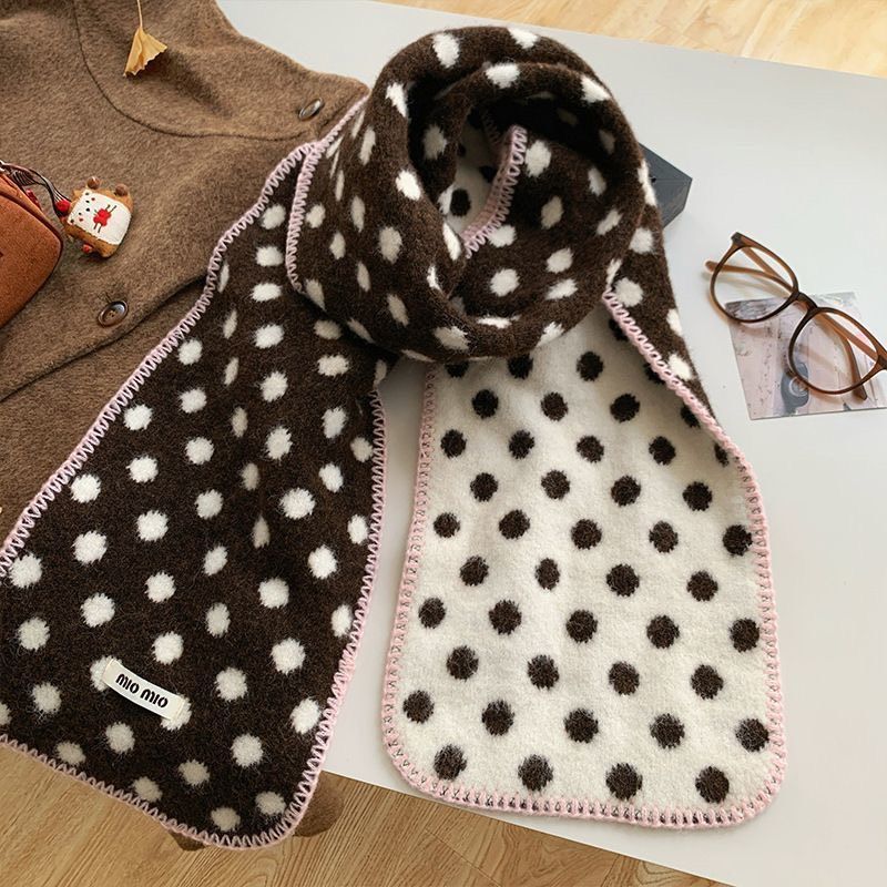 萌萌波點針織圍巾୨୧ ̊兩色