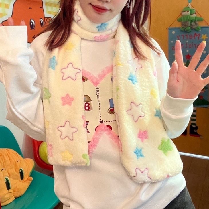 萌萌繽紛毛茸茸星星圍巾🧣