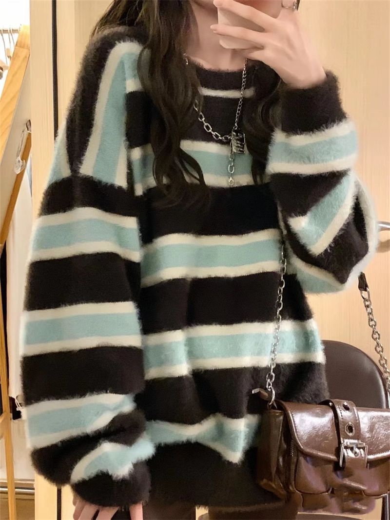 薄荷巧克力毛茸茸針織毛衣୨୧ ̊。