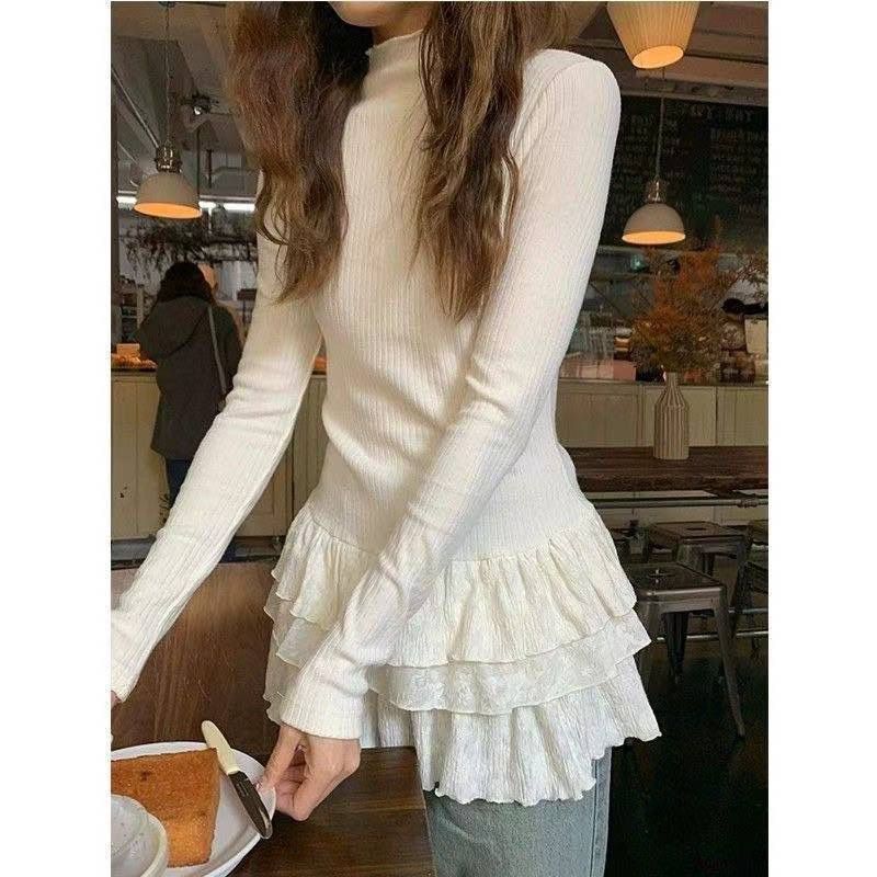 德絨保暖高領蛋糕裙針織長袖୨୧ ̊。