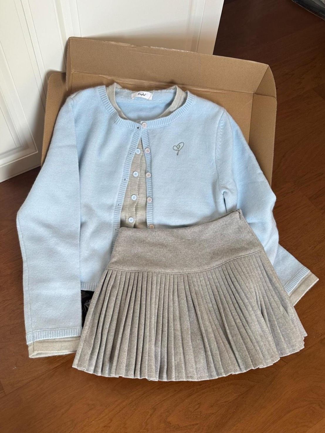 韓系學院風拼接針織套裝୨୧ ̊。