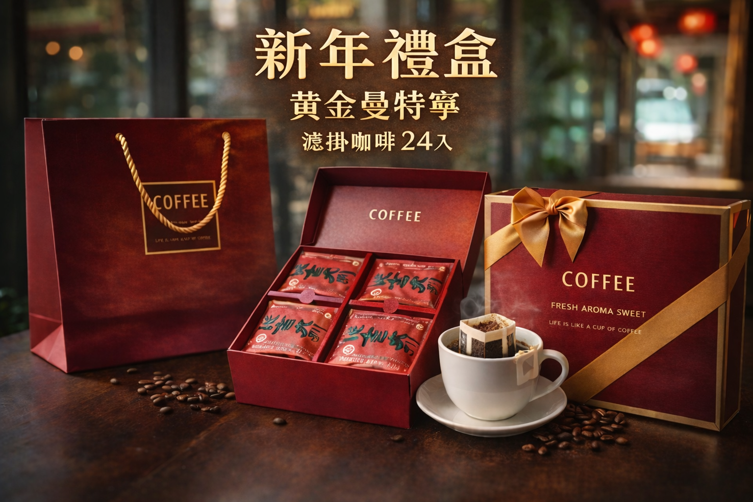 【黃金曼特寧-濾掛咖啡】新年禮盒-24入（大吉大利）