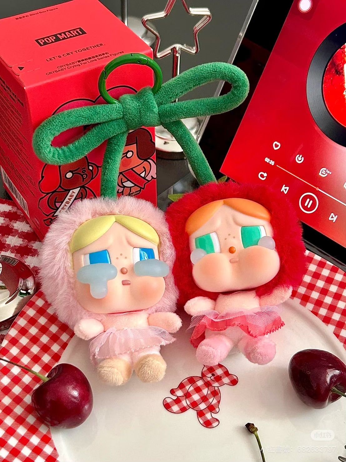 CRYBABY - 哭娃 愛神的眼淚系列 甜在一起 櫻桃🍒 搪膠毛絨掛件