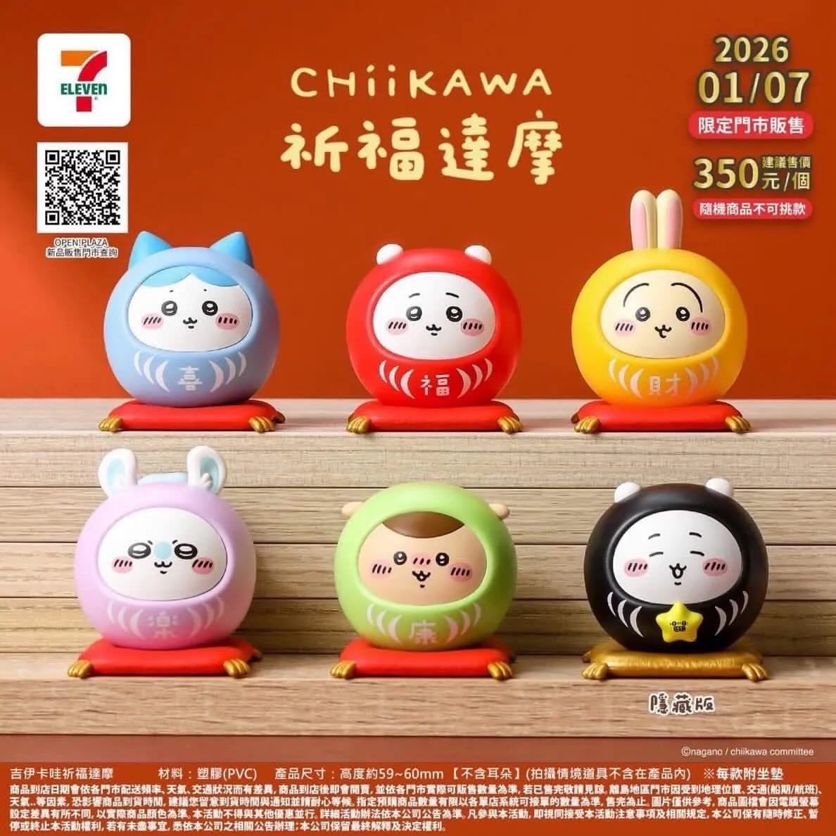 吉伊卡哇Chiikawa祈福達摩公仔（盒子有開過，介意者勿下單！）