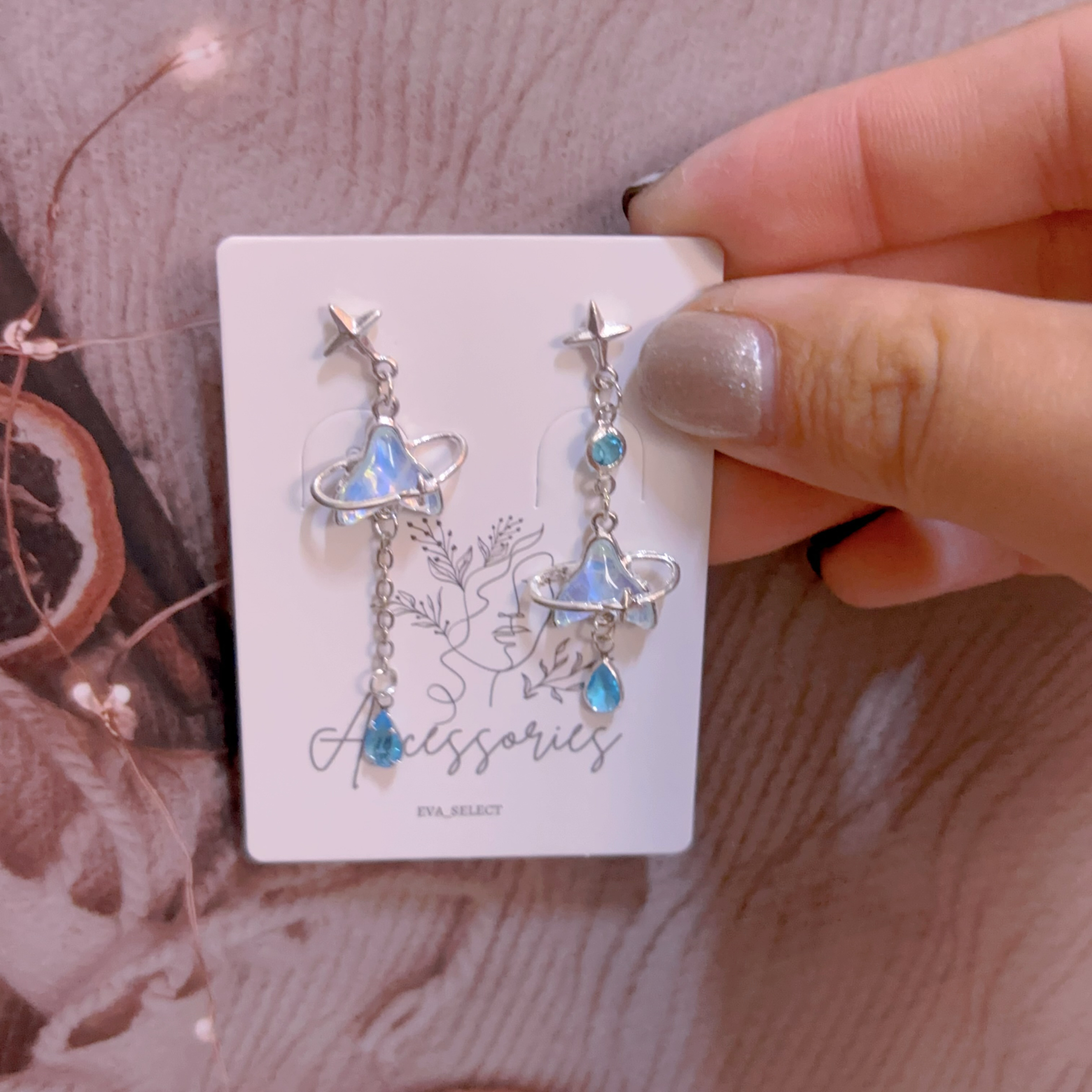 海藍人魚垂墜耳環