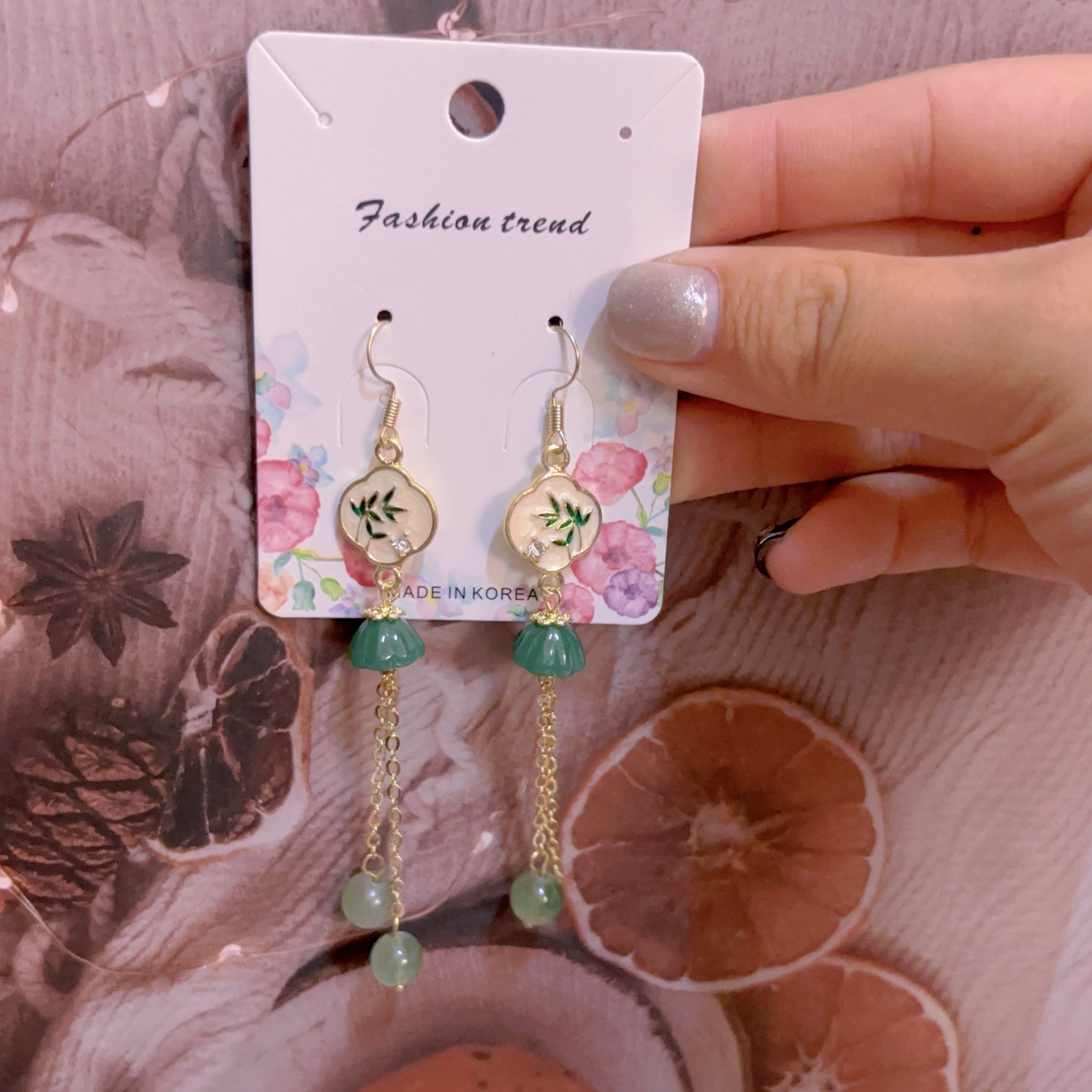 古風竹節流蘇耳環