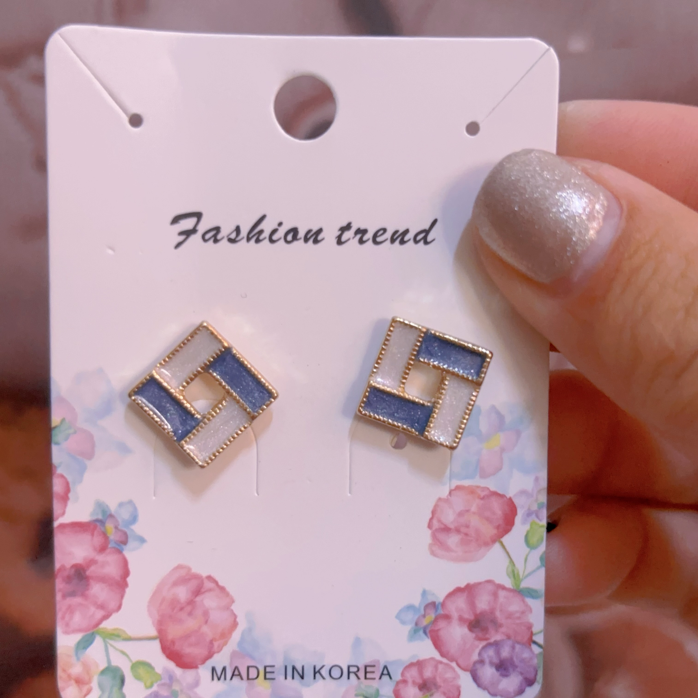 氣質方塊貼耳耳環