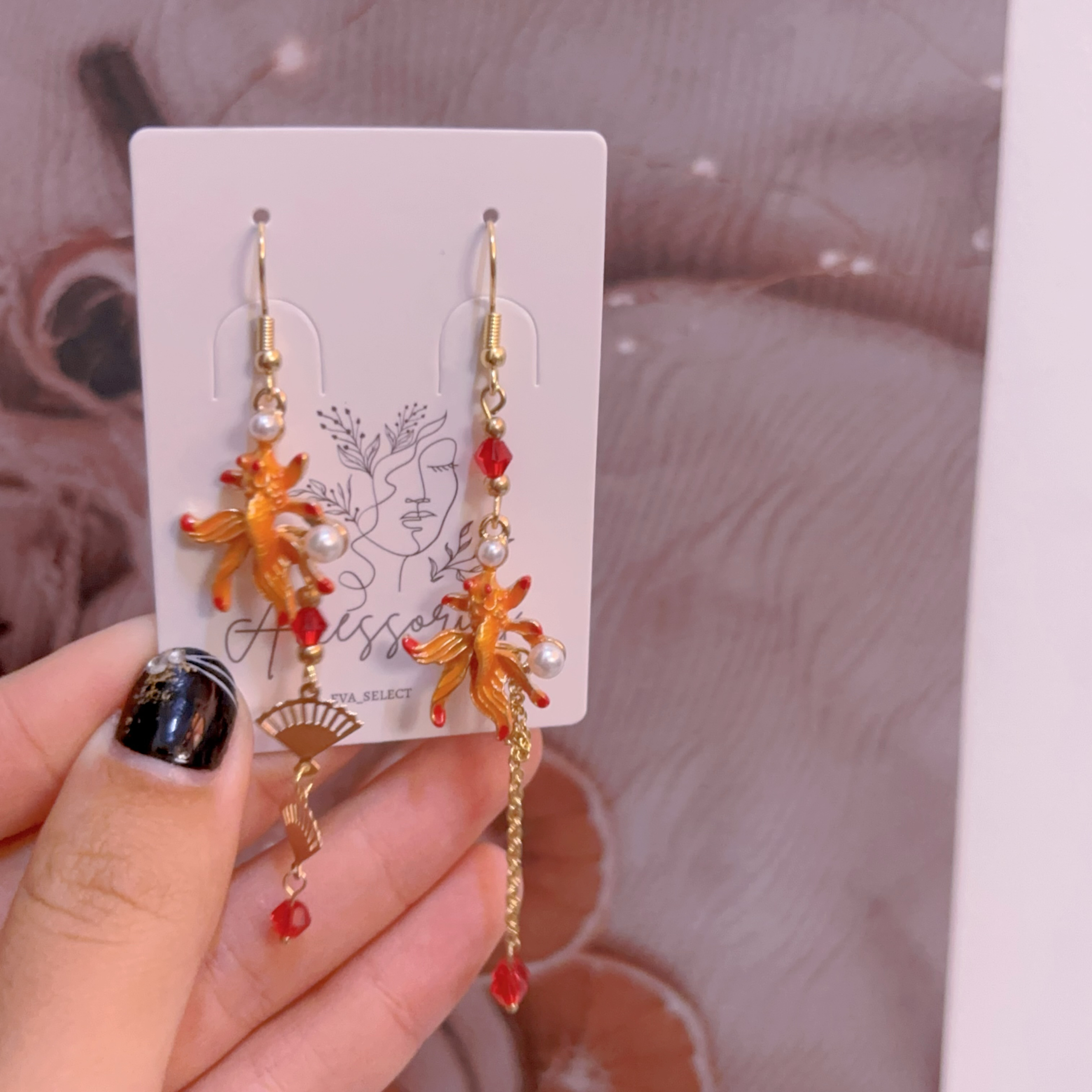 中國風立體金魚耳環