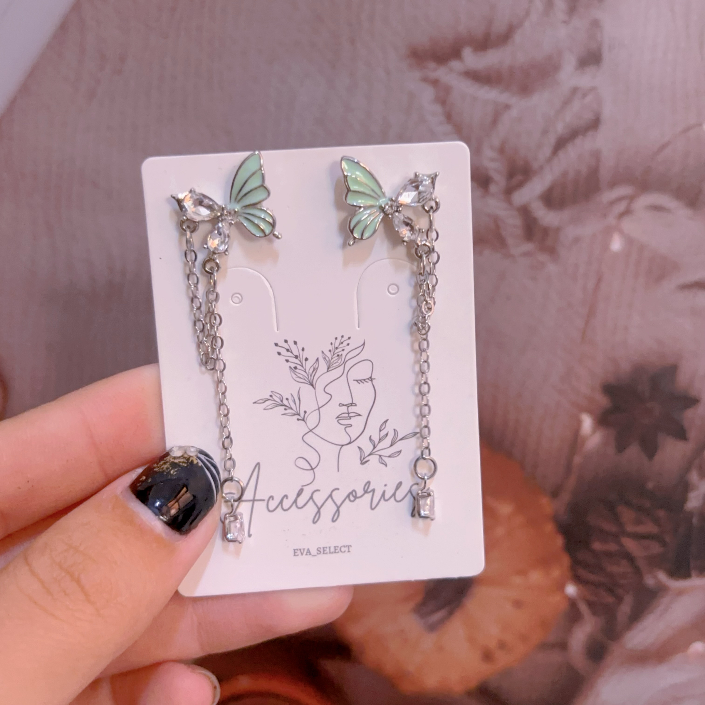 薄荷綠蝴蝶耳環