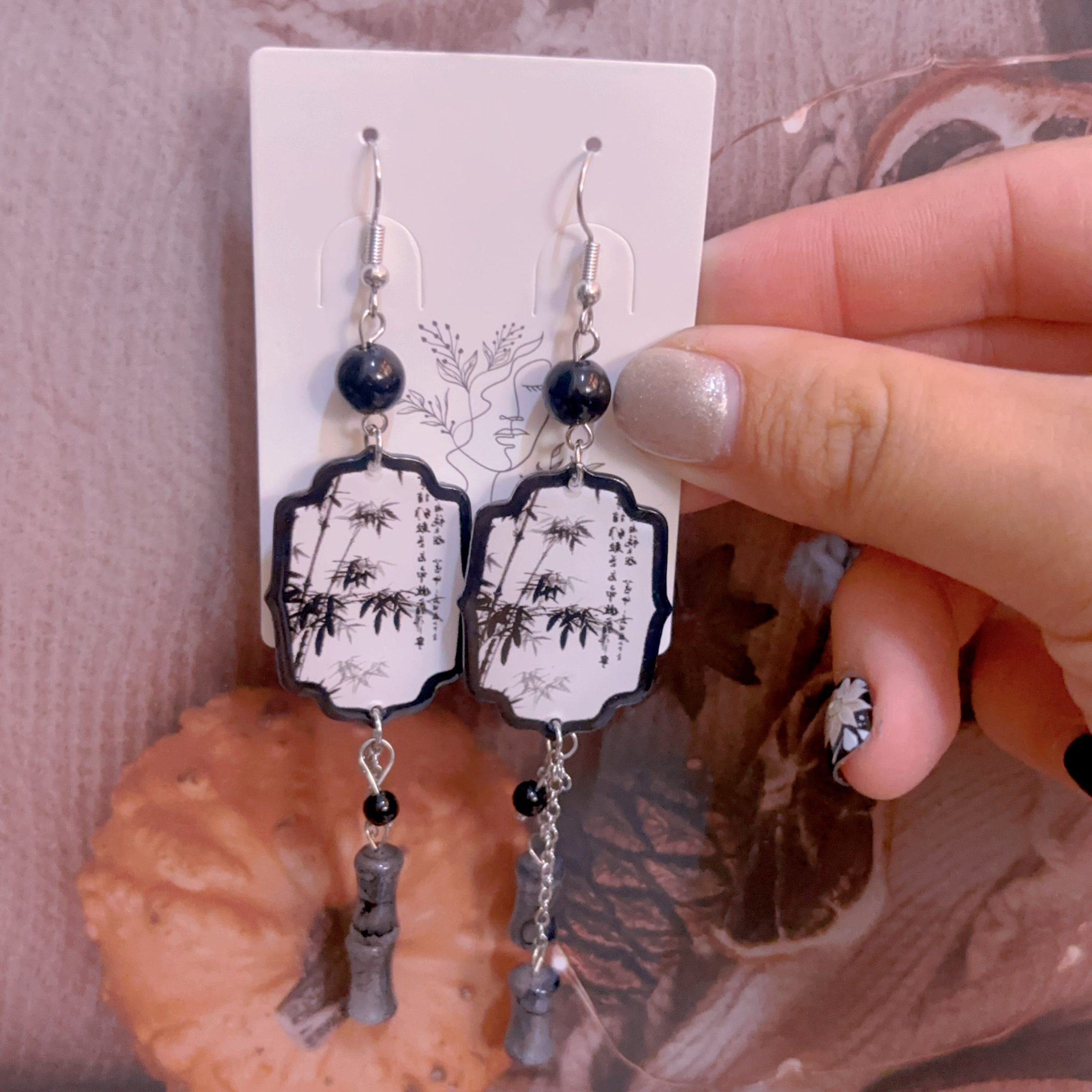 新中式水墨流蘇耳環