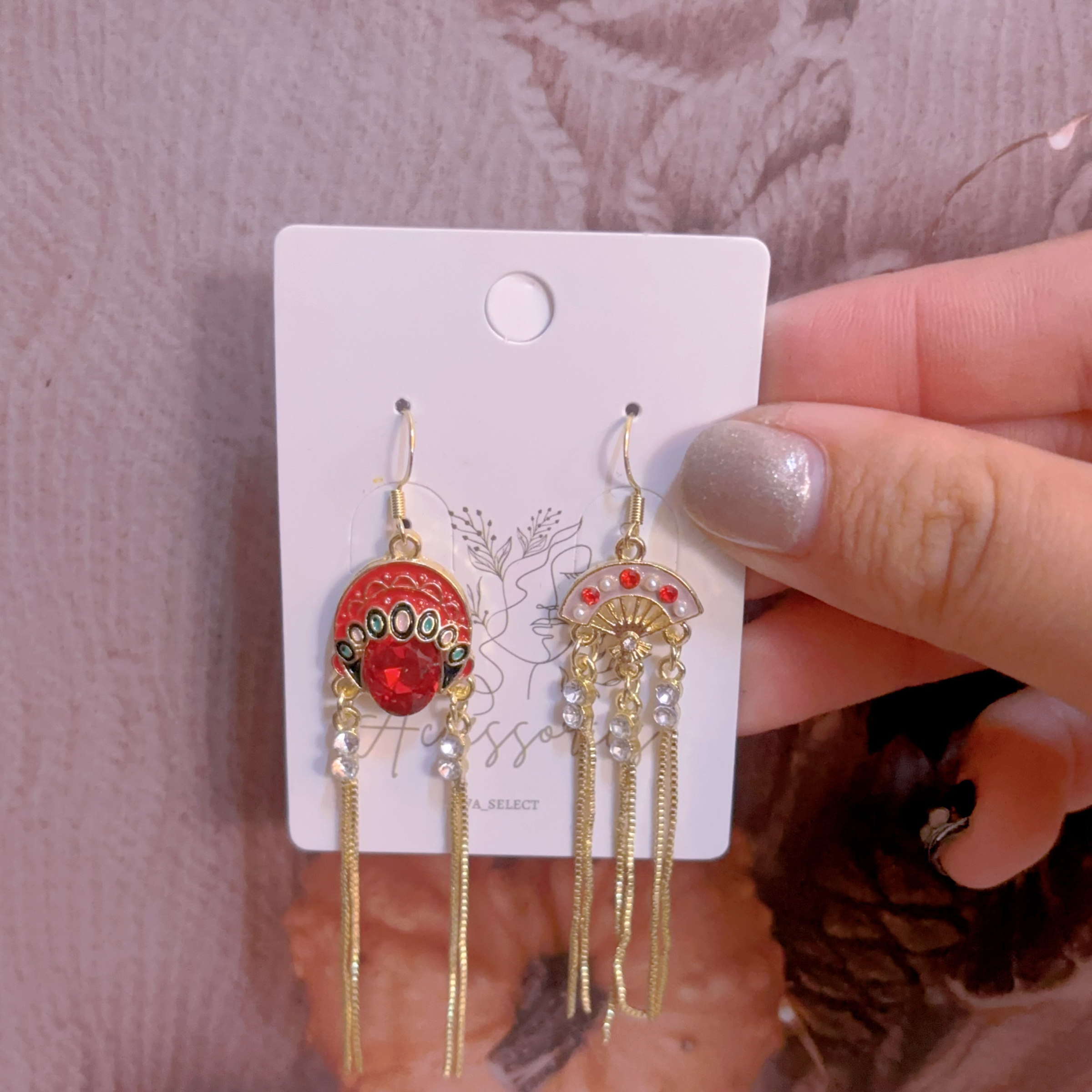 京劇臉譜不對稱耳環