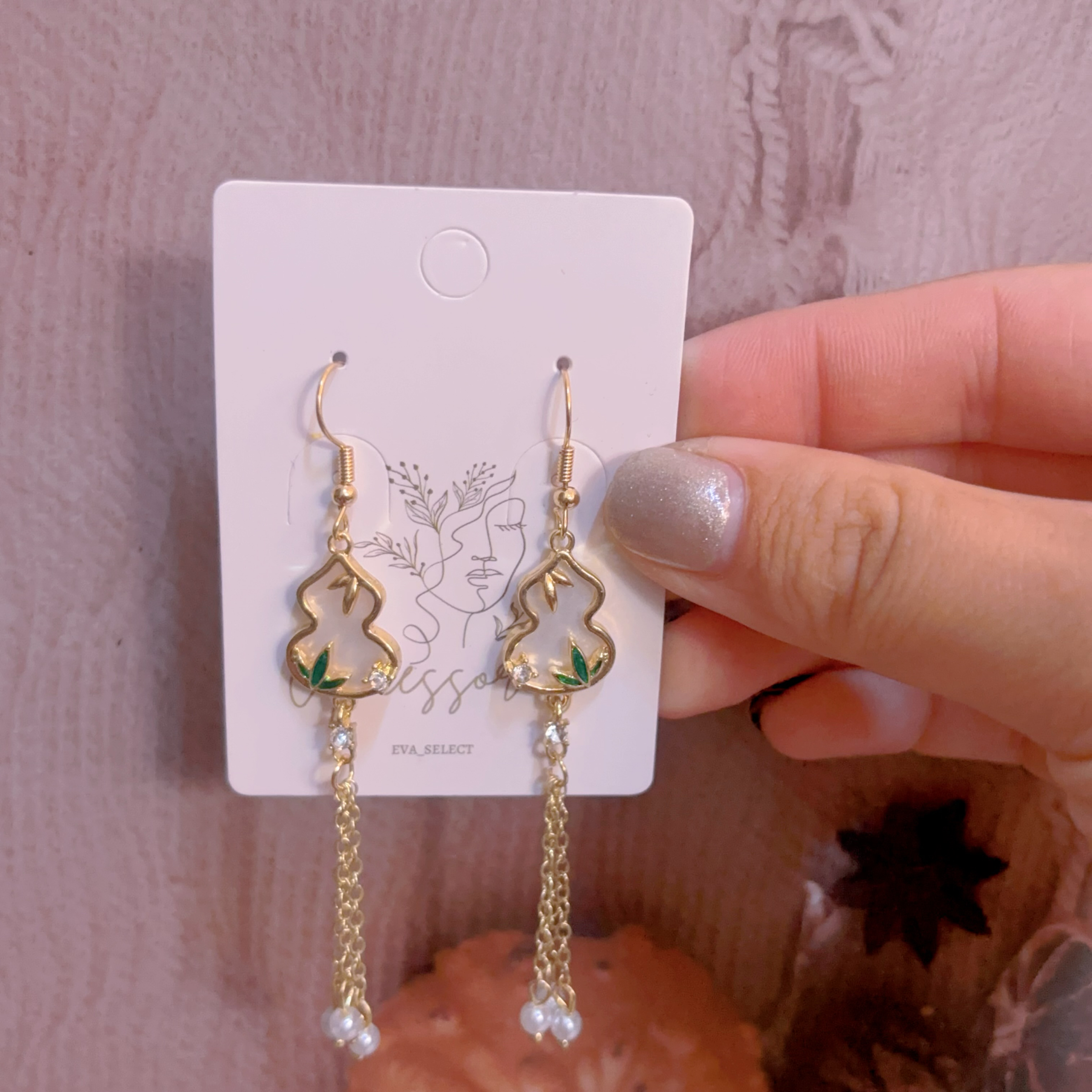 新中式竹葉葫蘆耳環