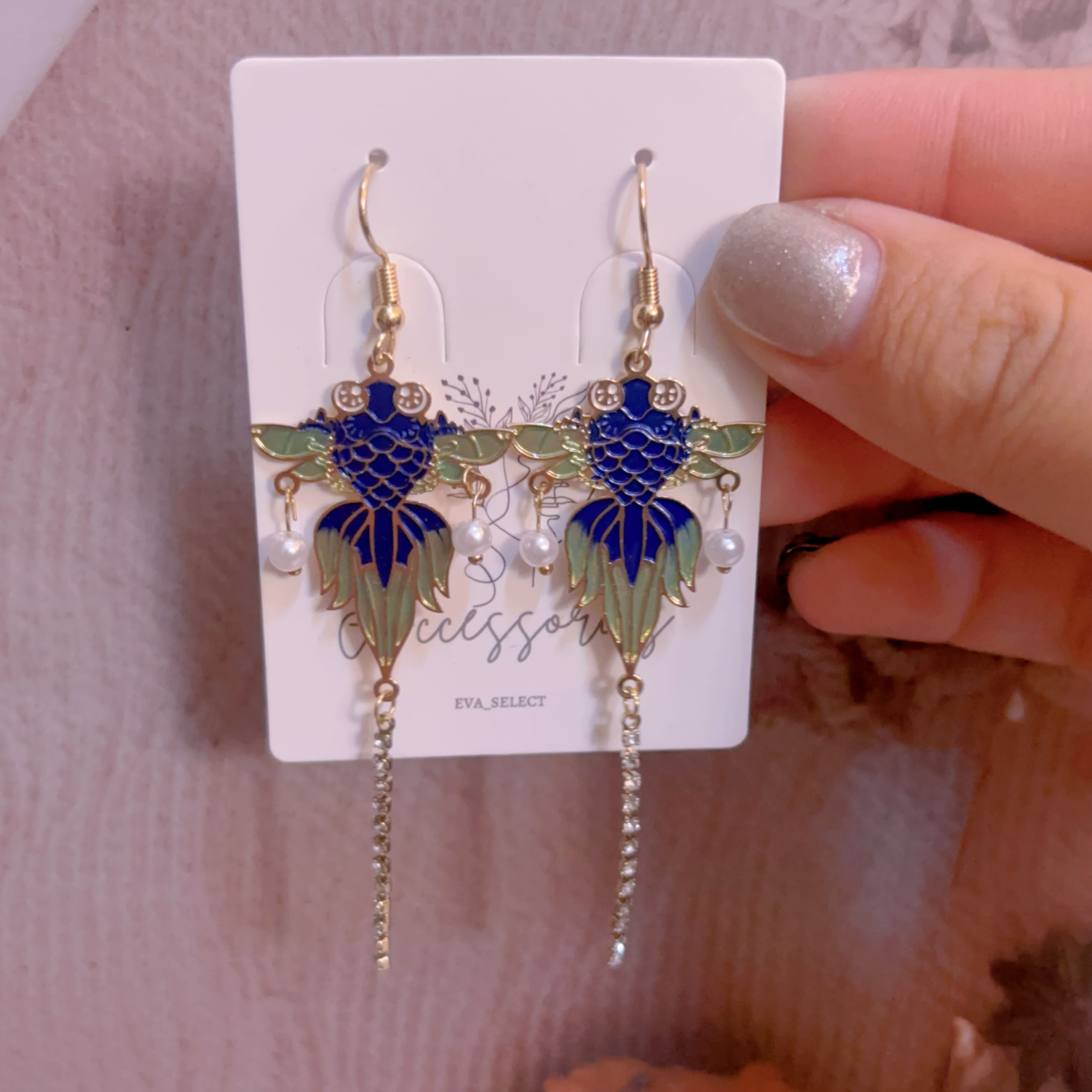 新中式高冷鬥魚耳環