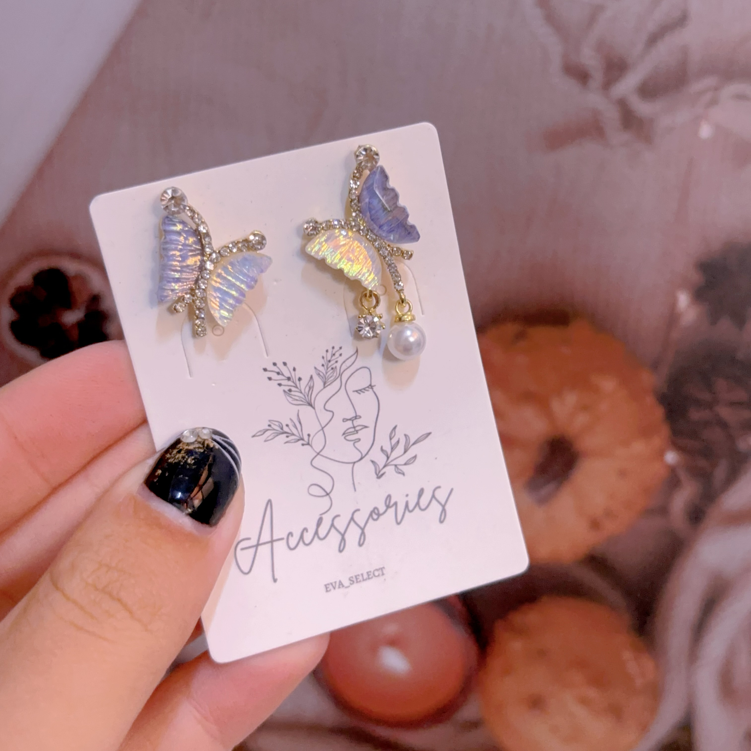 月光石不對稱耳環