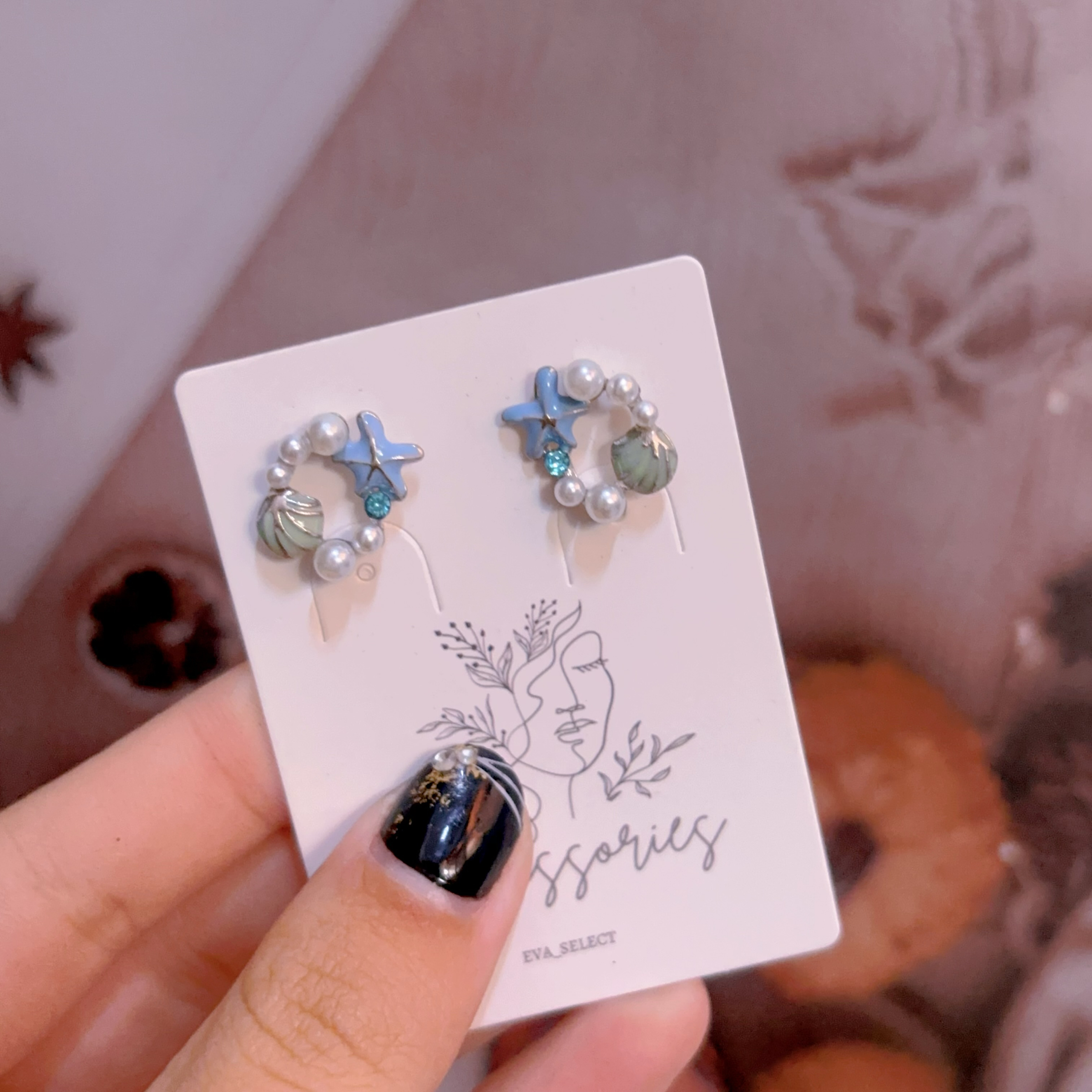 夏日海星花圈耳環