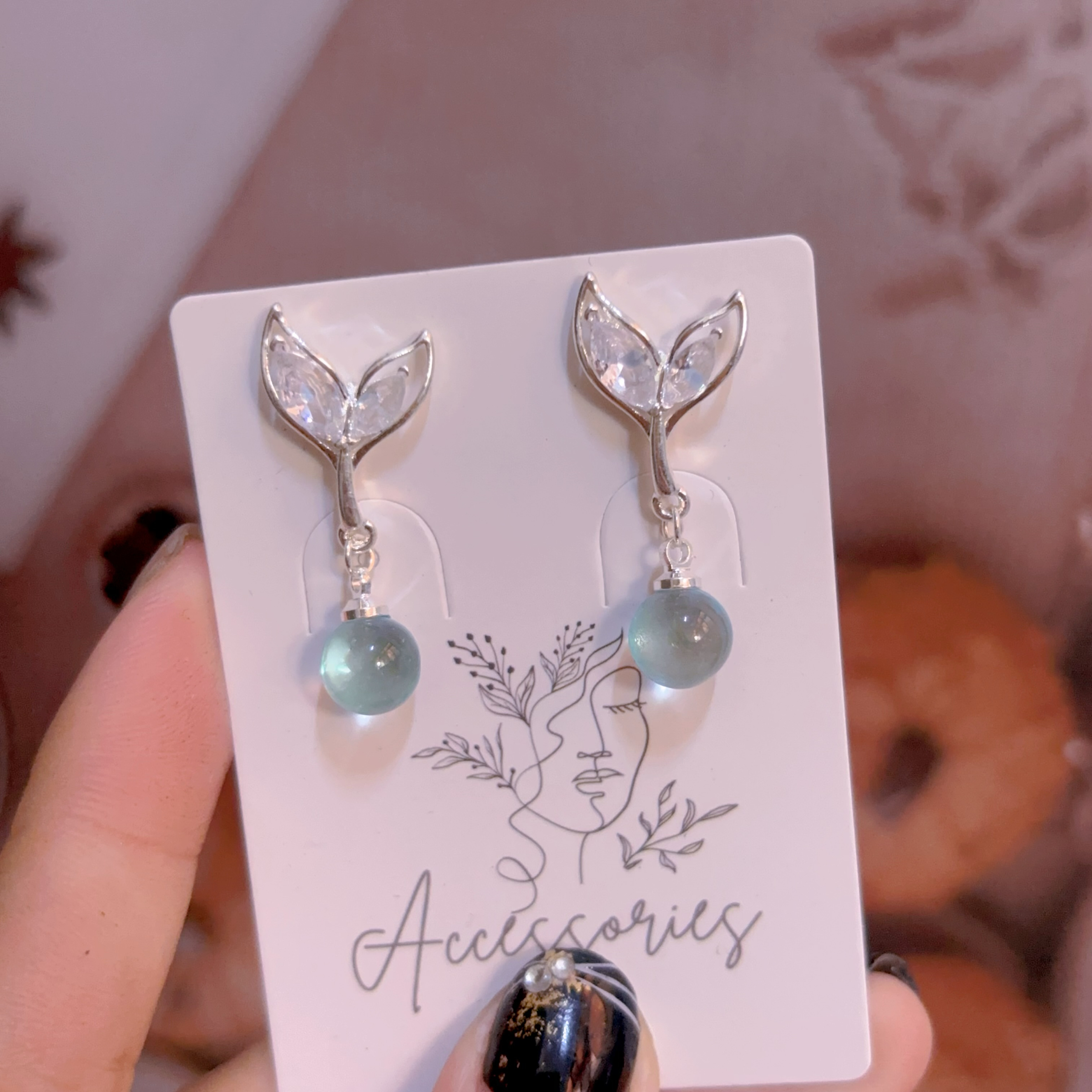 唯美人魚泡泡耳環