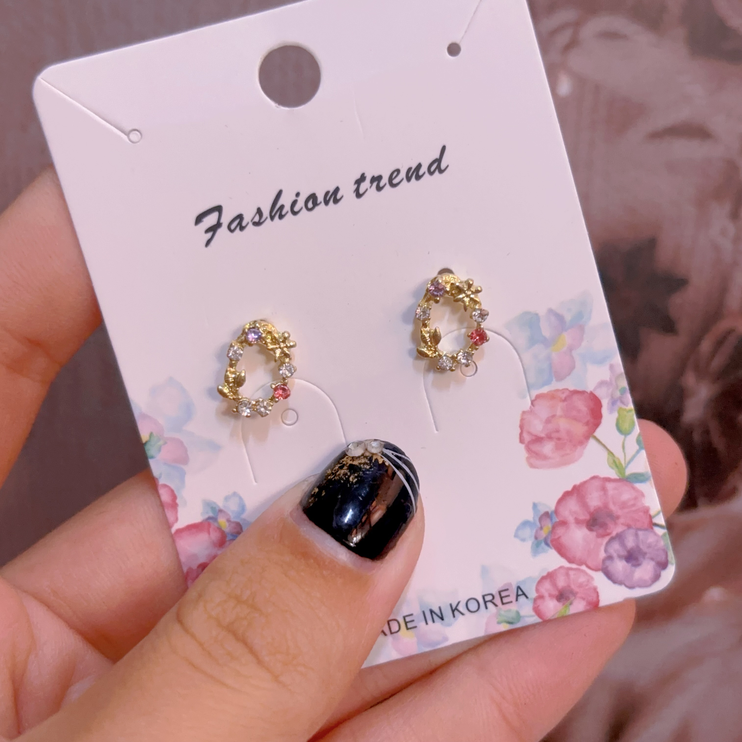 彩色花圈貼耳耳環