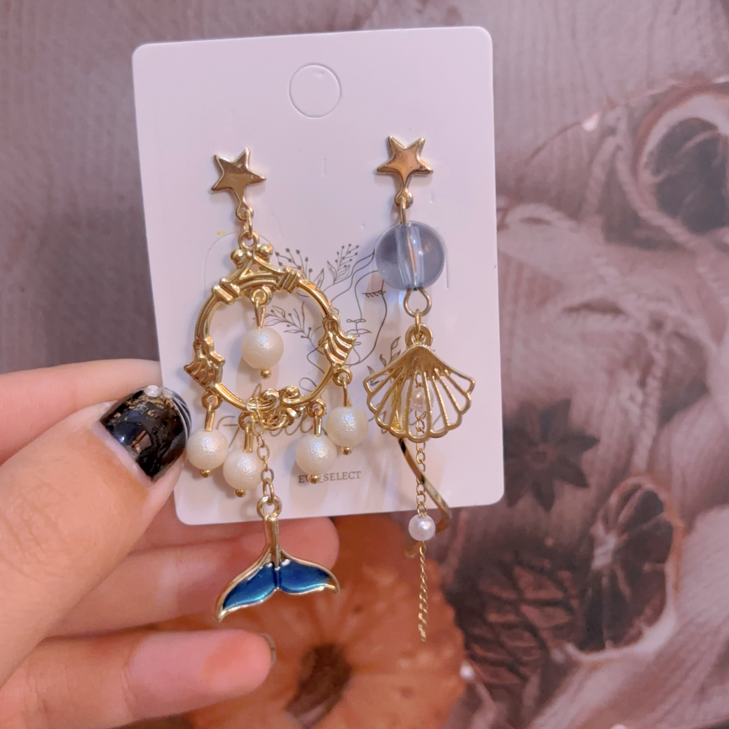 浪漫藍色人魚耳環