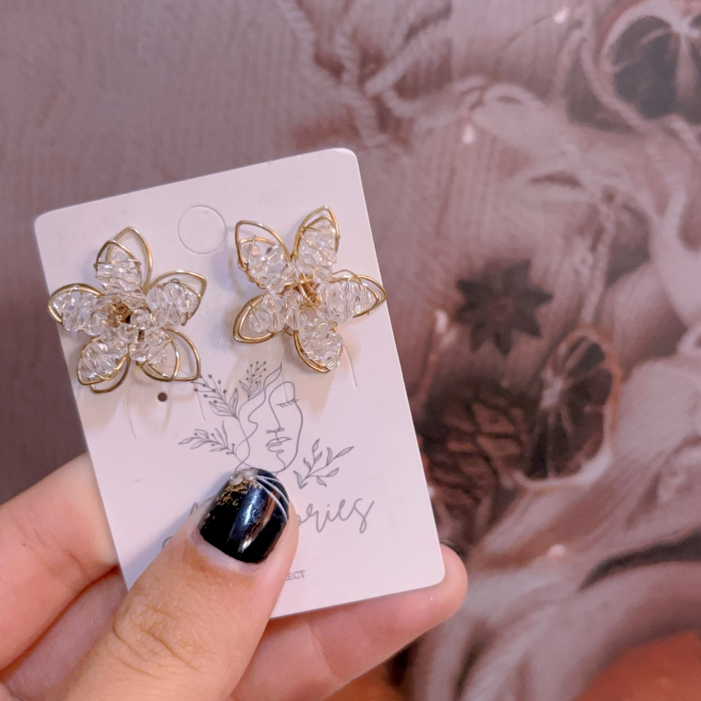 碎鑽大花花耳環