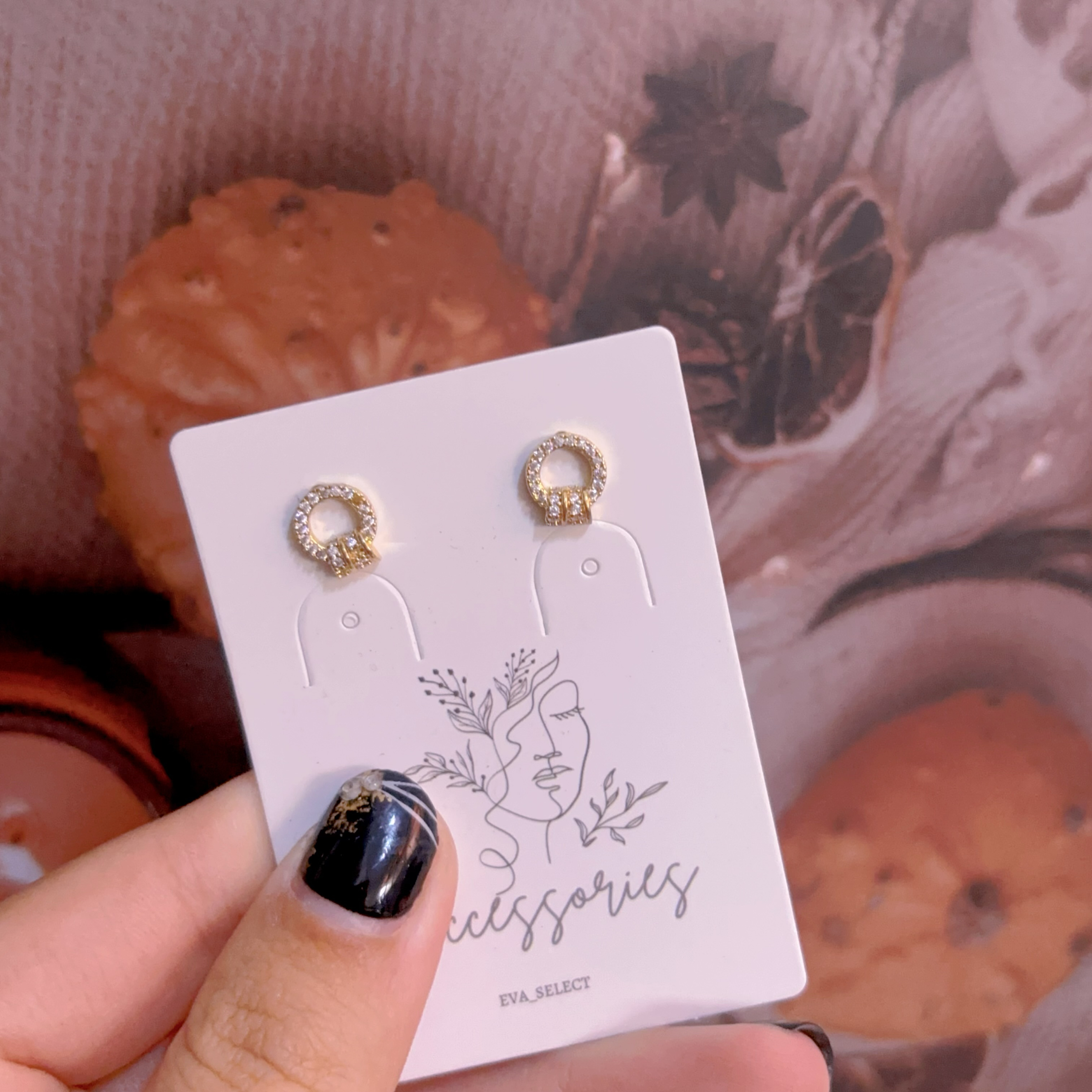 韓風碎鑽圓圈耳環