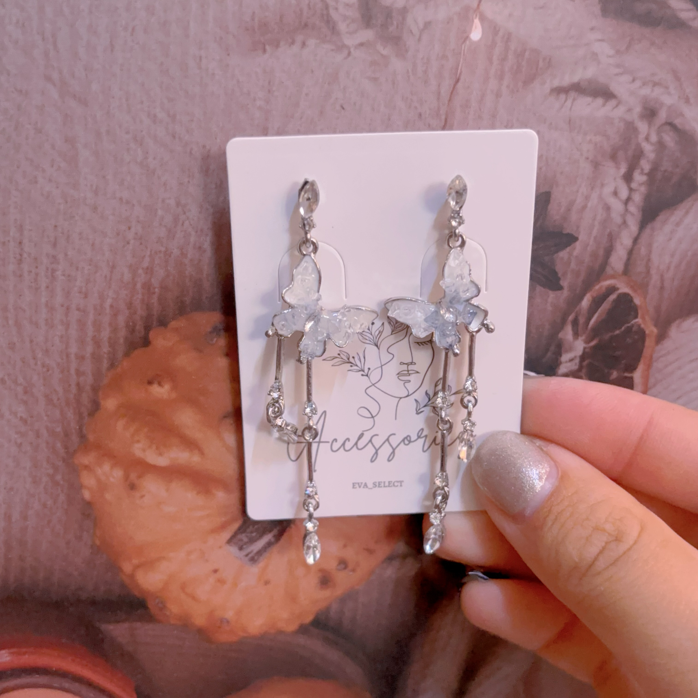 碎冰蝴蝶流蘇耳環