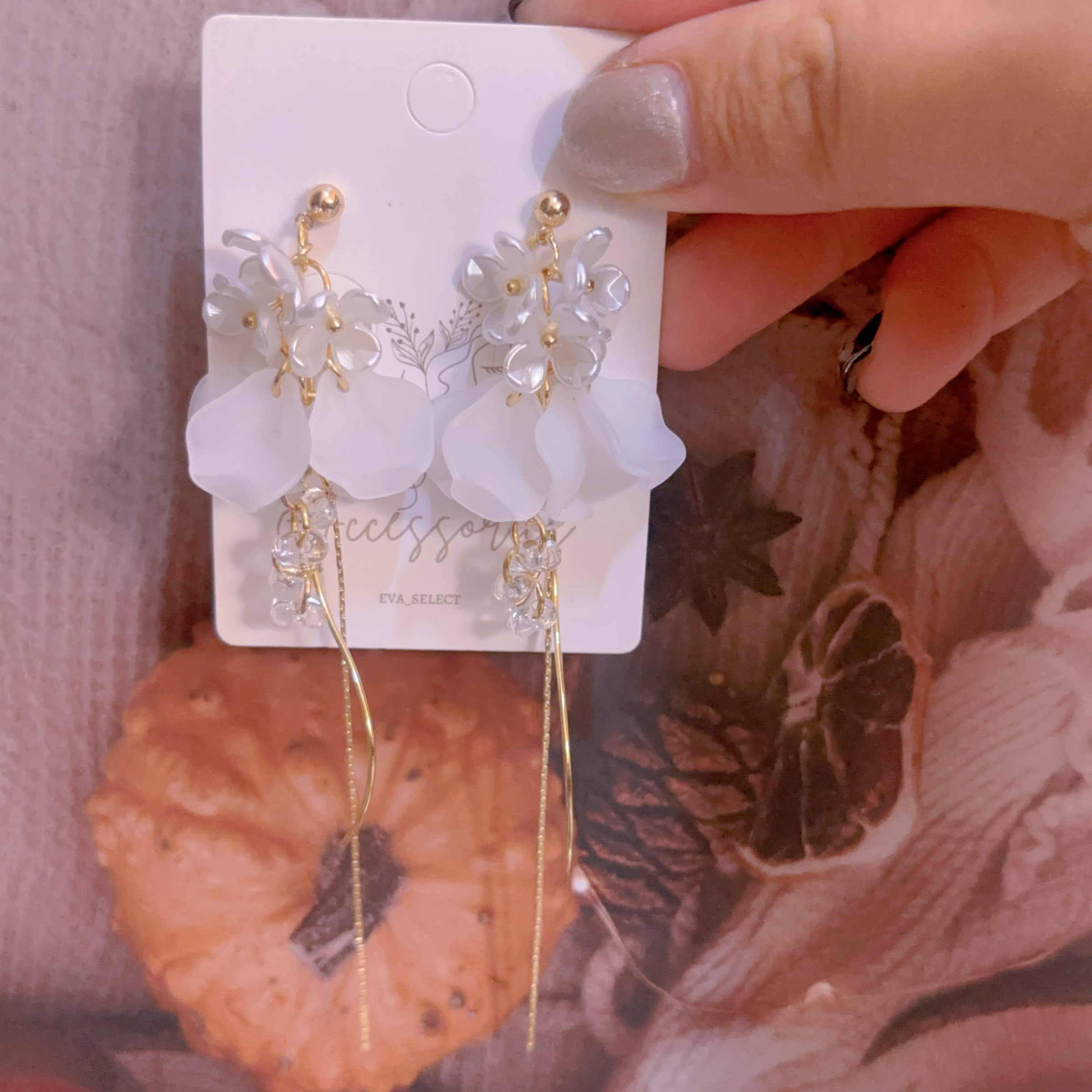 貝殼花流蘇耳環