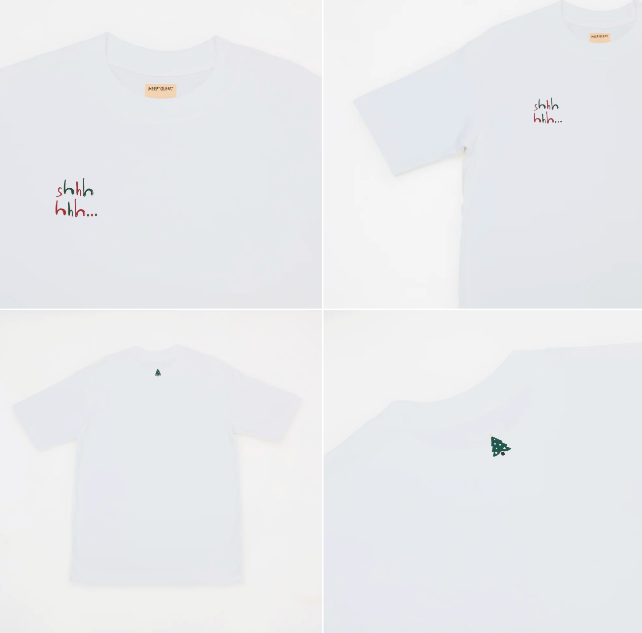 KEEP SILENT - Shhh MERRY TEE - 白Ｓ