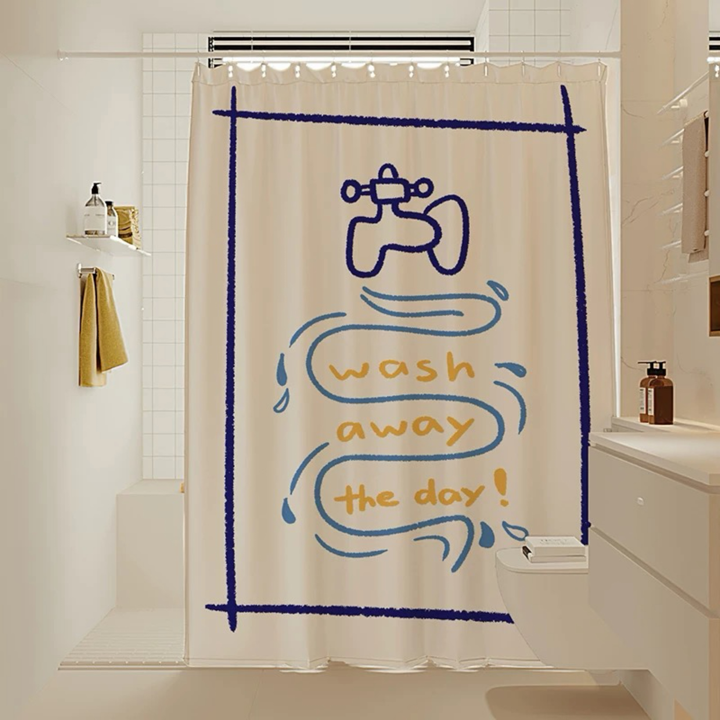 浴室防霉浴簾（洗去一天的疲憊-水龍頭）