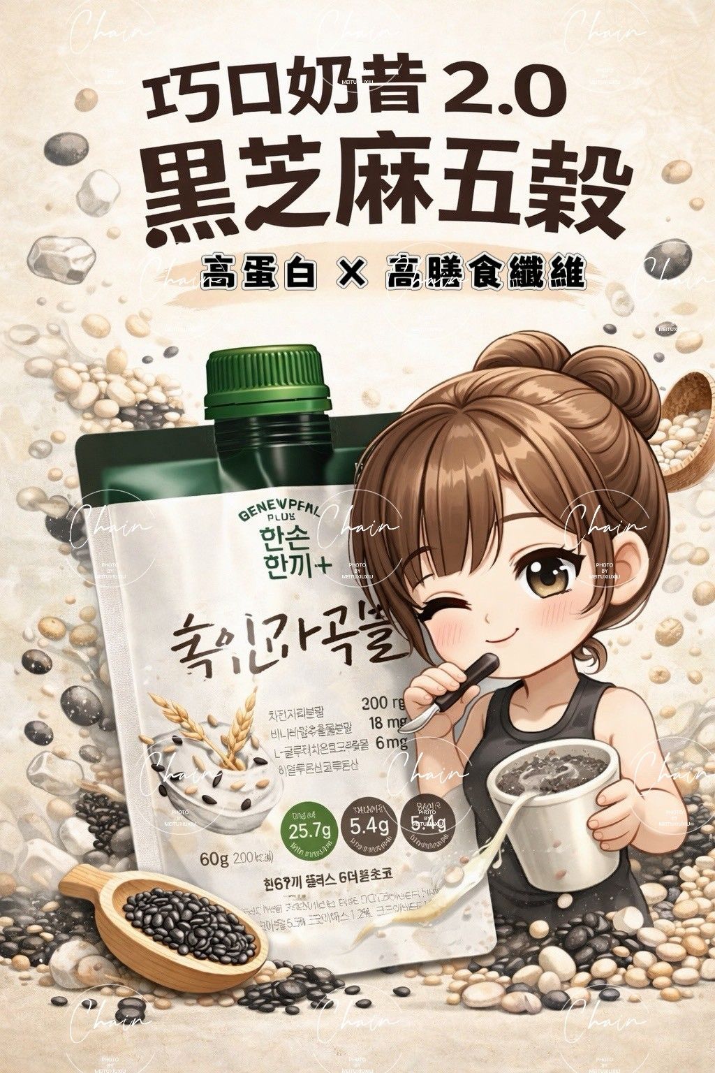 RENEWPHY 巧口奶昔 2.0｜黑芝麻五穀口味｜高蛋白 × 高膳食纖維｜即沖即飲